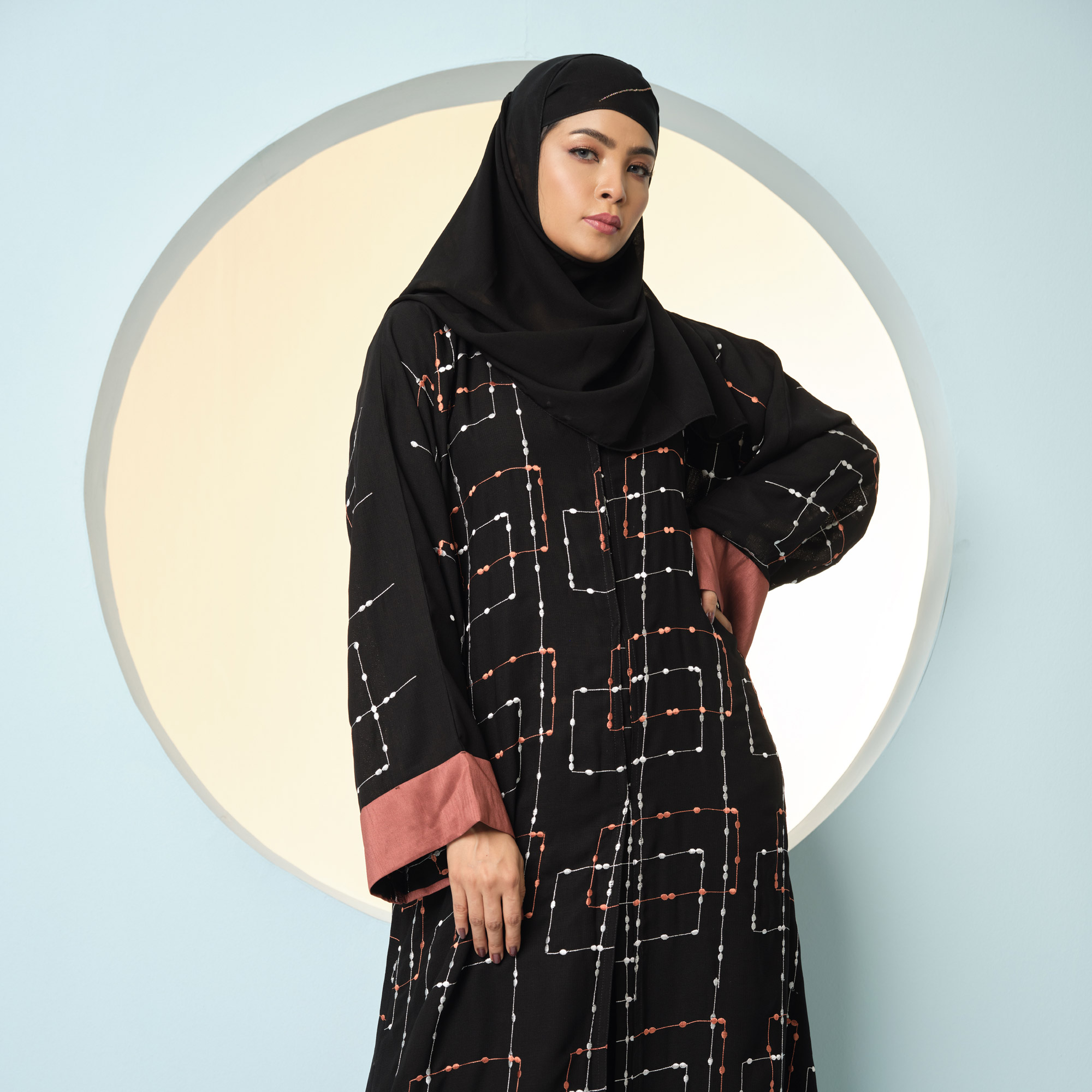 Double Part Embroidery Abaya
