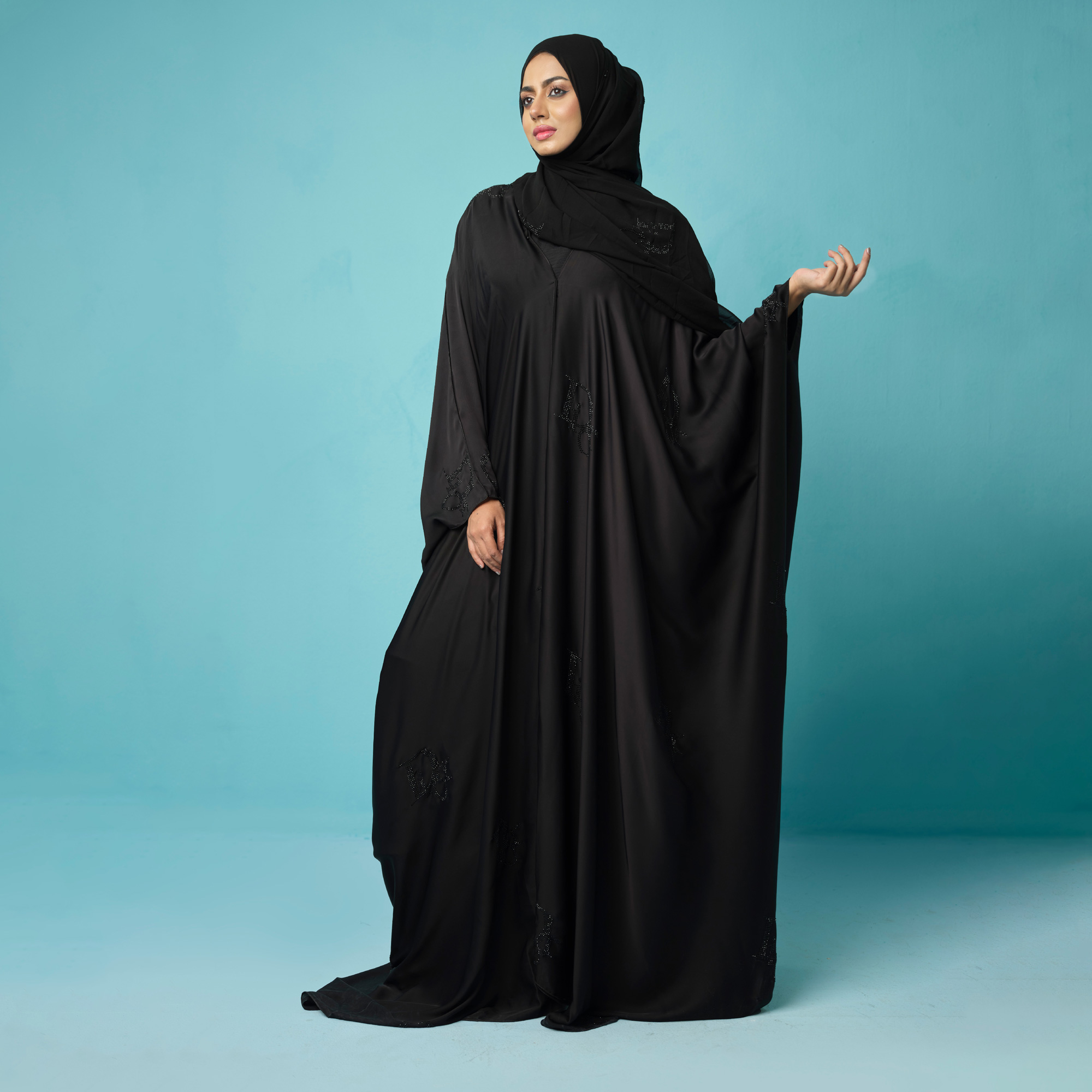 Butterfly Sleeve Abaya with Stone Work