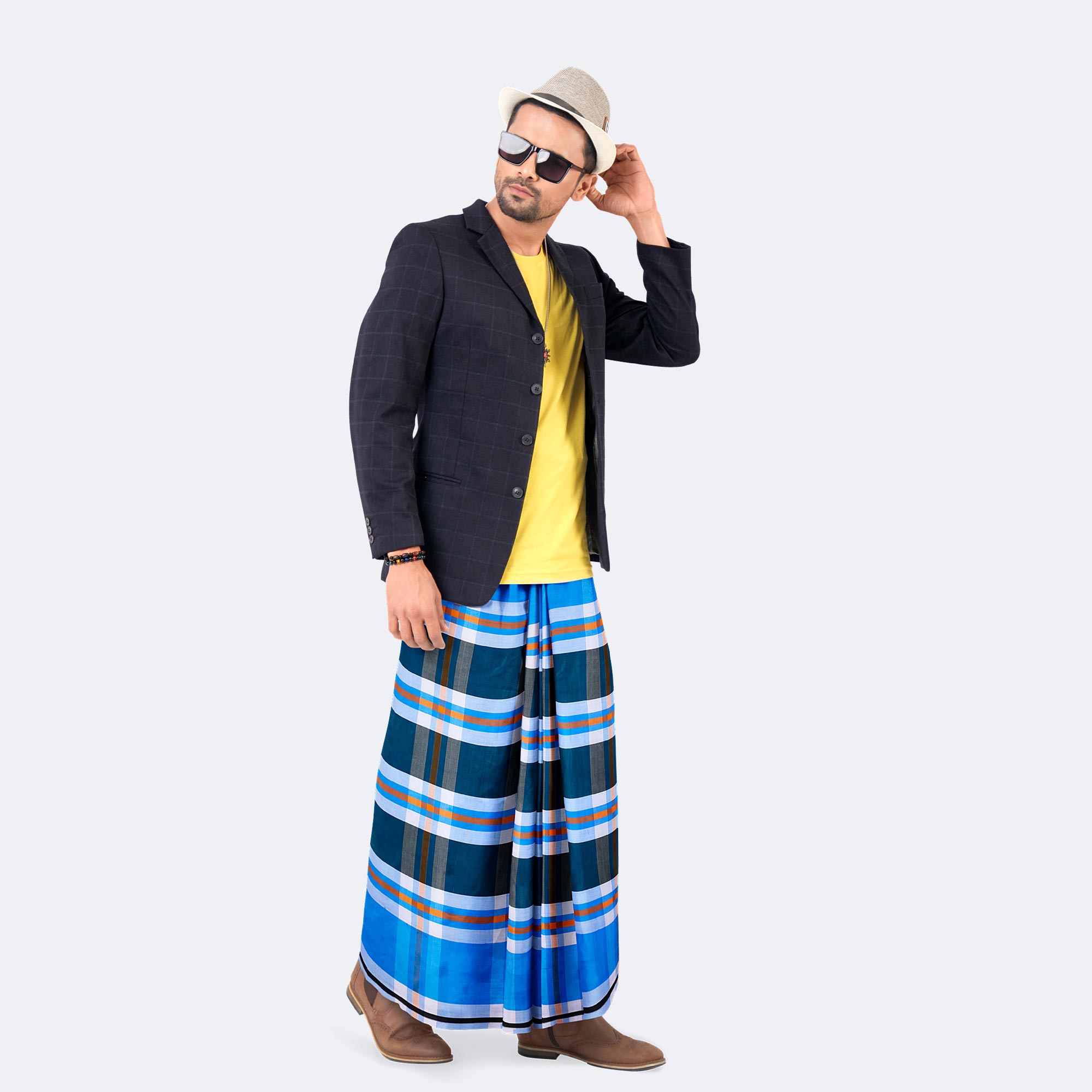 Lightweight Cotton Stripe Check Lungi - Torongo
