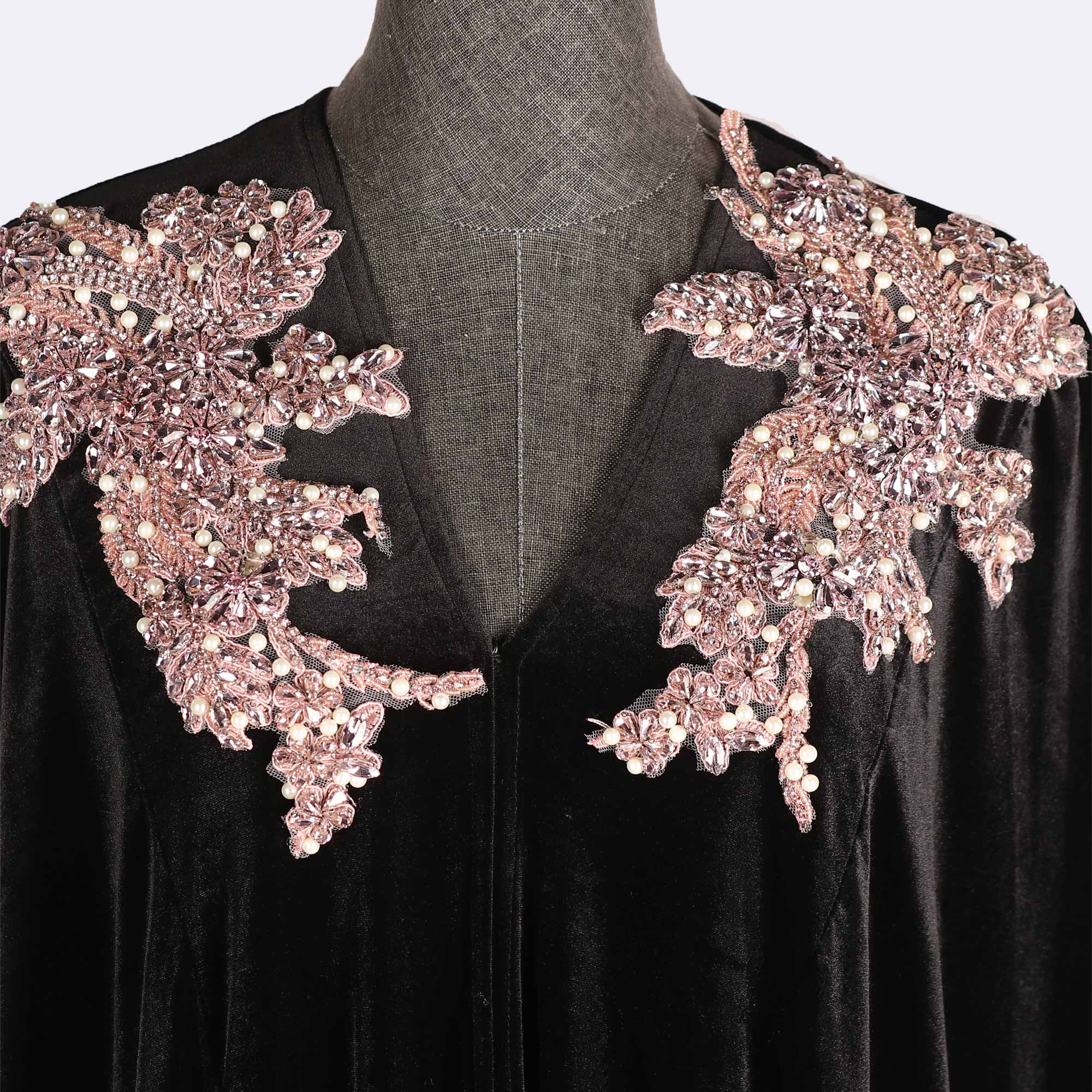 Stylish Floral Velvet Abaya