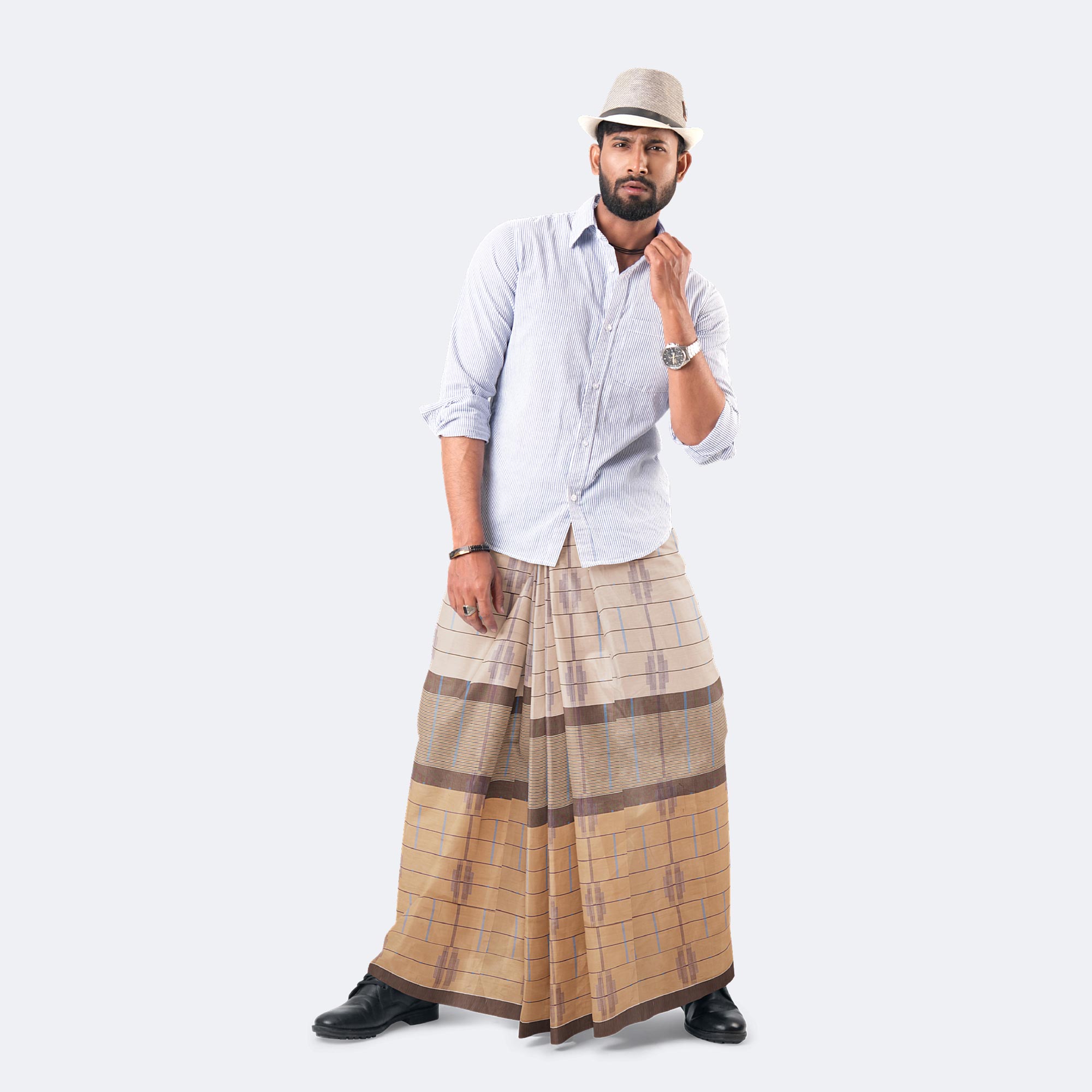 Muted Caramel 100%  Cotton Lungi - Beautiful