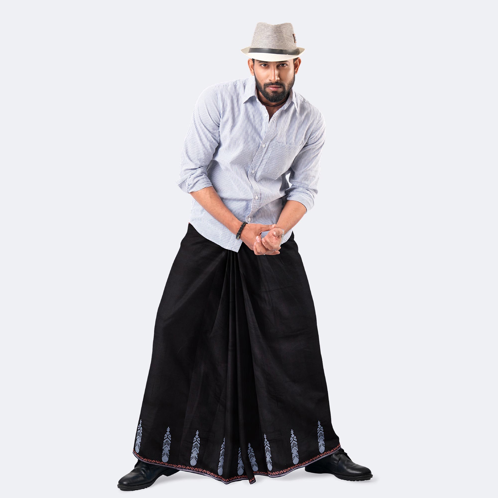 Black Color Solid Cotton Lungi - Bikkhato