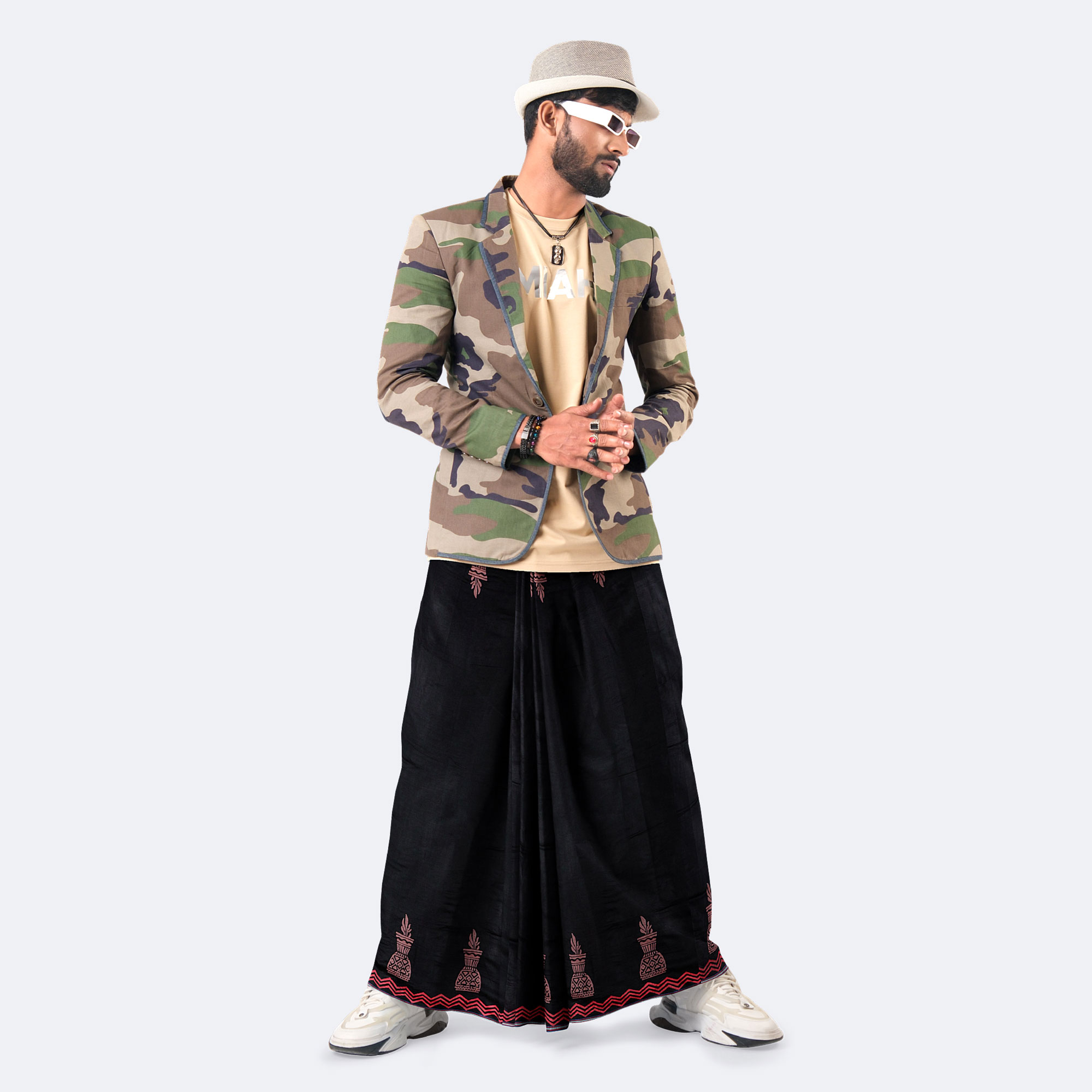 Black Color Cotton Lungi - Bikkhato