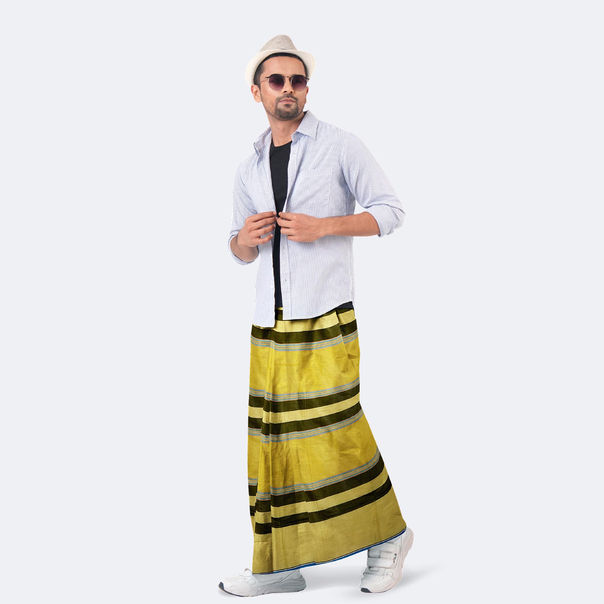 Multicolor Stripe & Check Cotton Lungi - Bikkhato