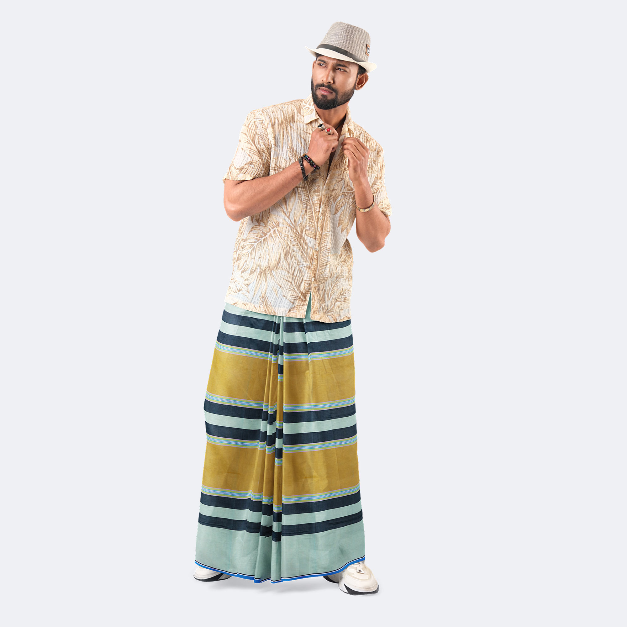 Ash Color Cotton Lungi - Bikkhato