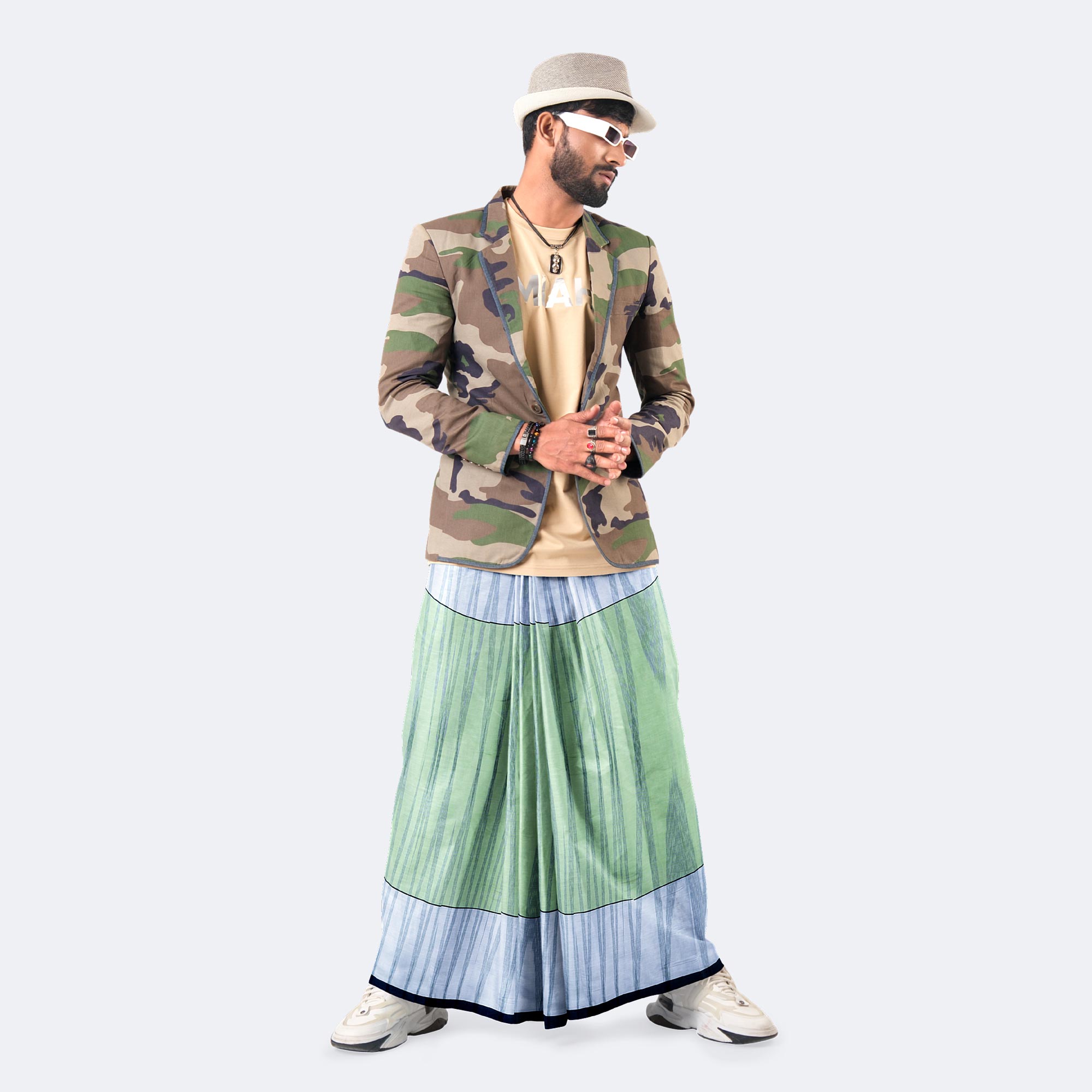 Green Sky Border Lungi - Borno Mala
