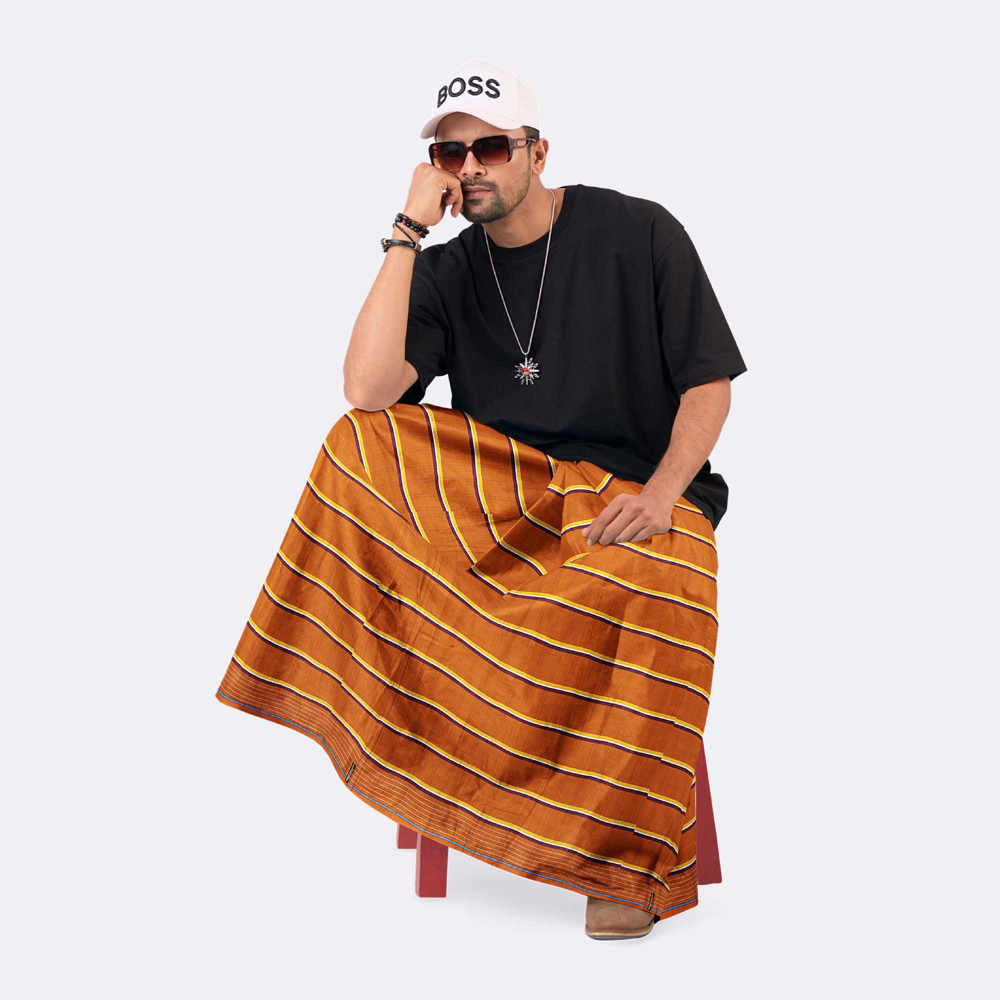 Honey Brown Lungi - Borno Mala