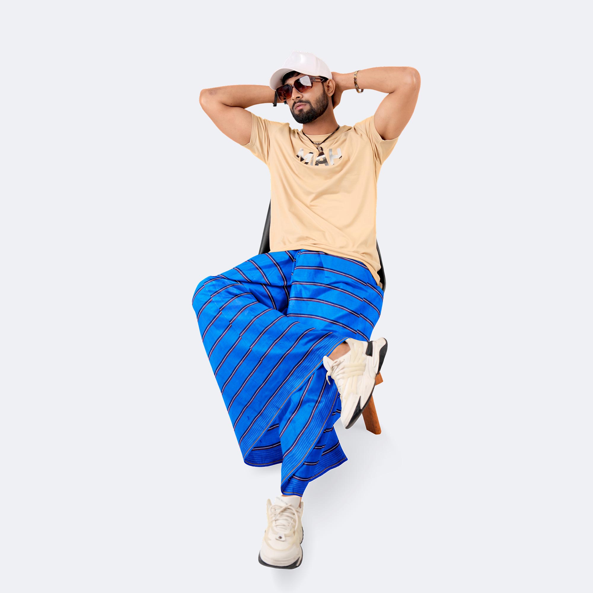 Royal Blue Line Lungi - Borno Mala