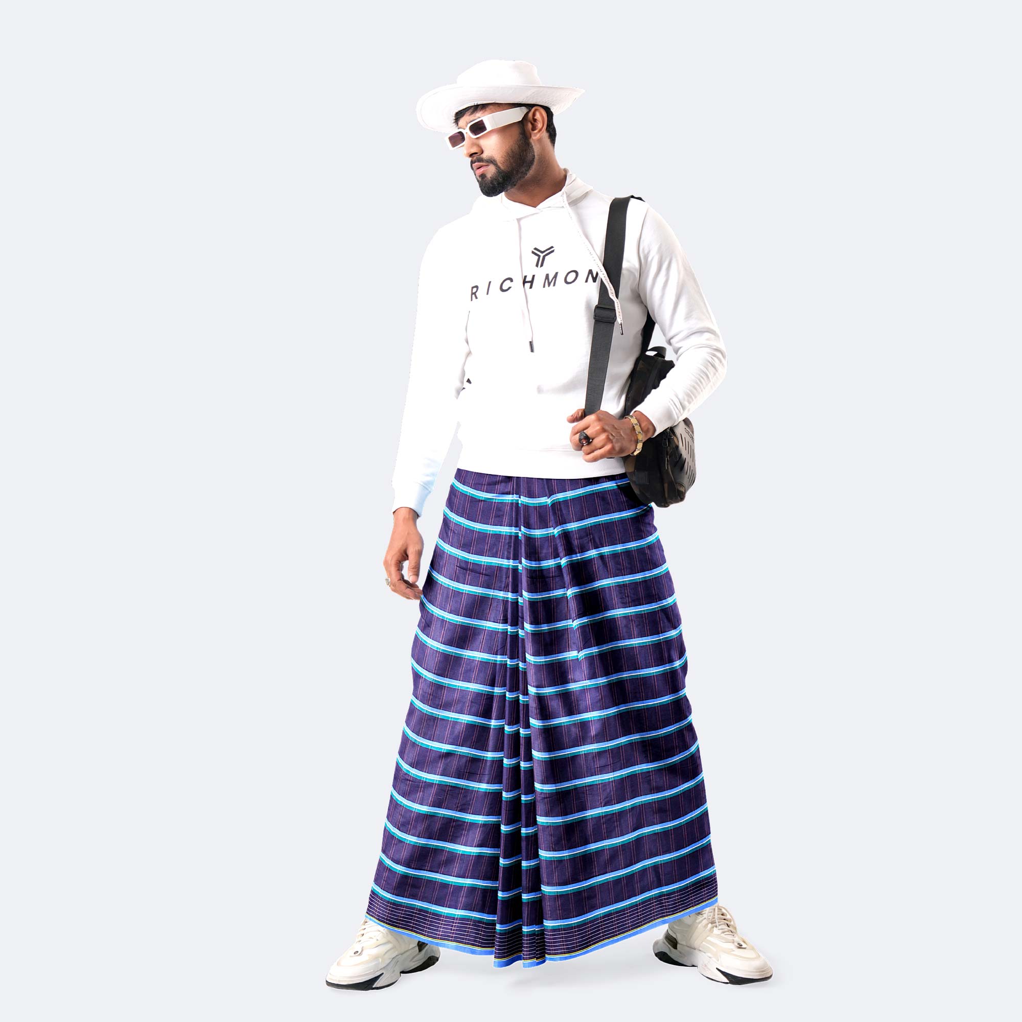 Deep Navy Stripe Lungi - Borno Mala
