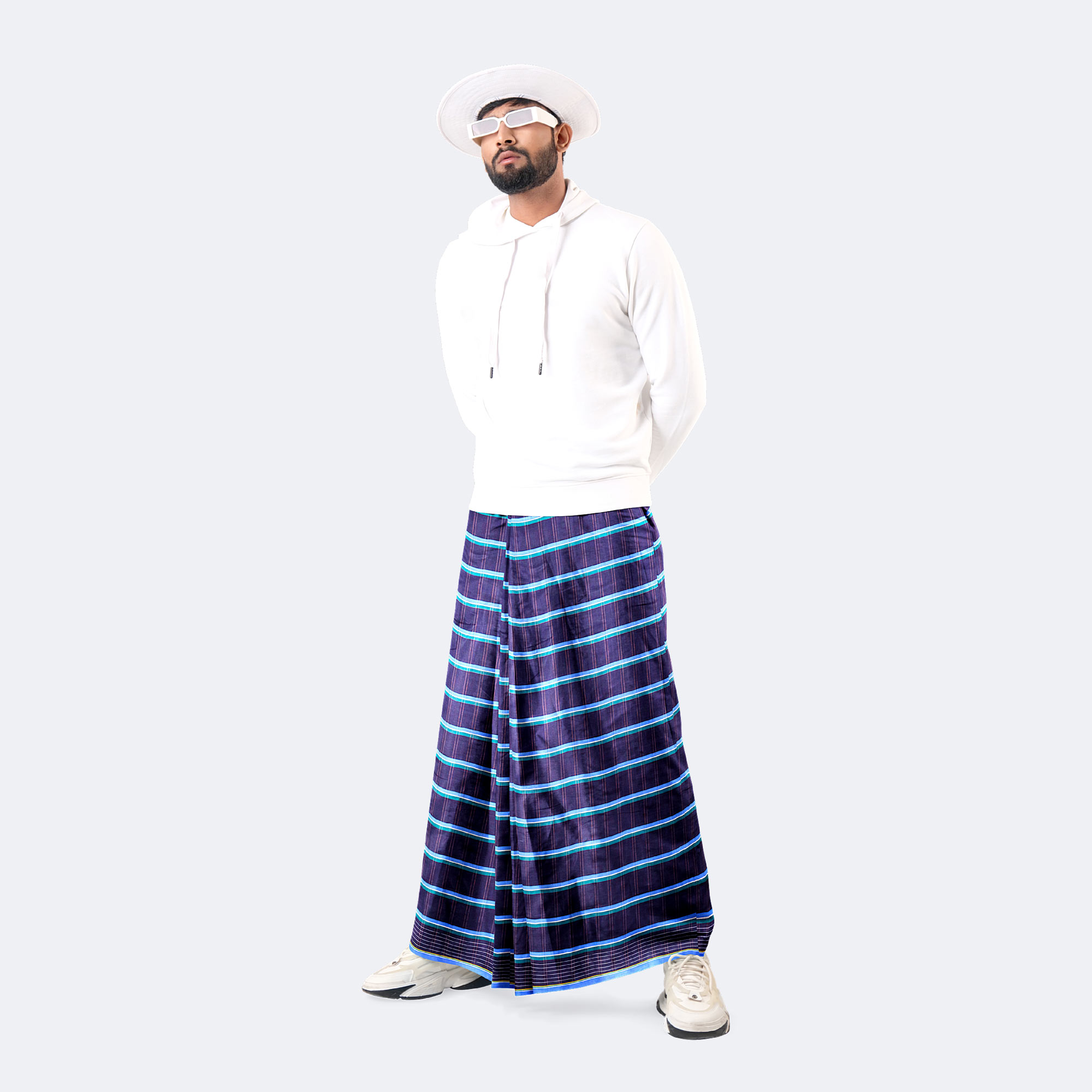 Deep Navy Stripe Lungi - Borno Mala