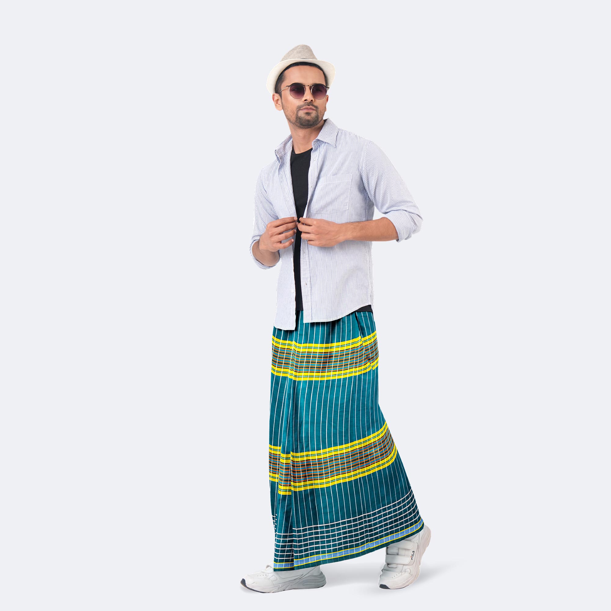 Forest Green Stripe Lungi - Borno Mala