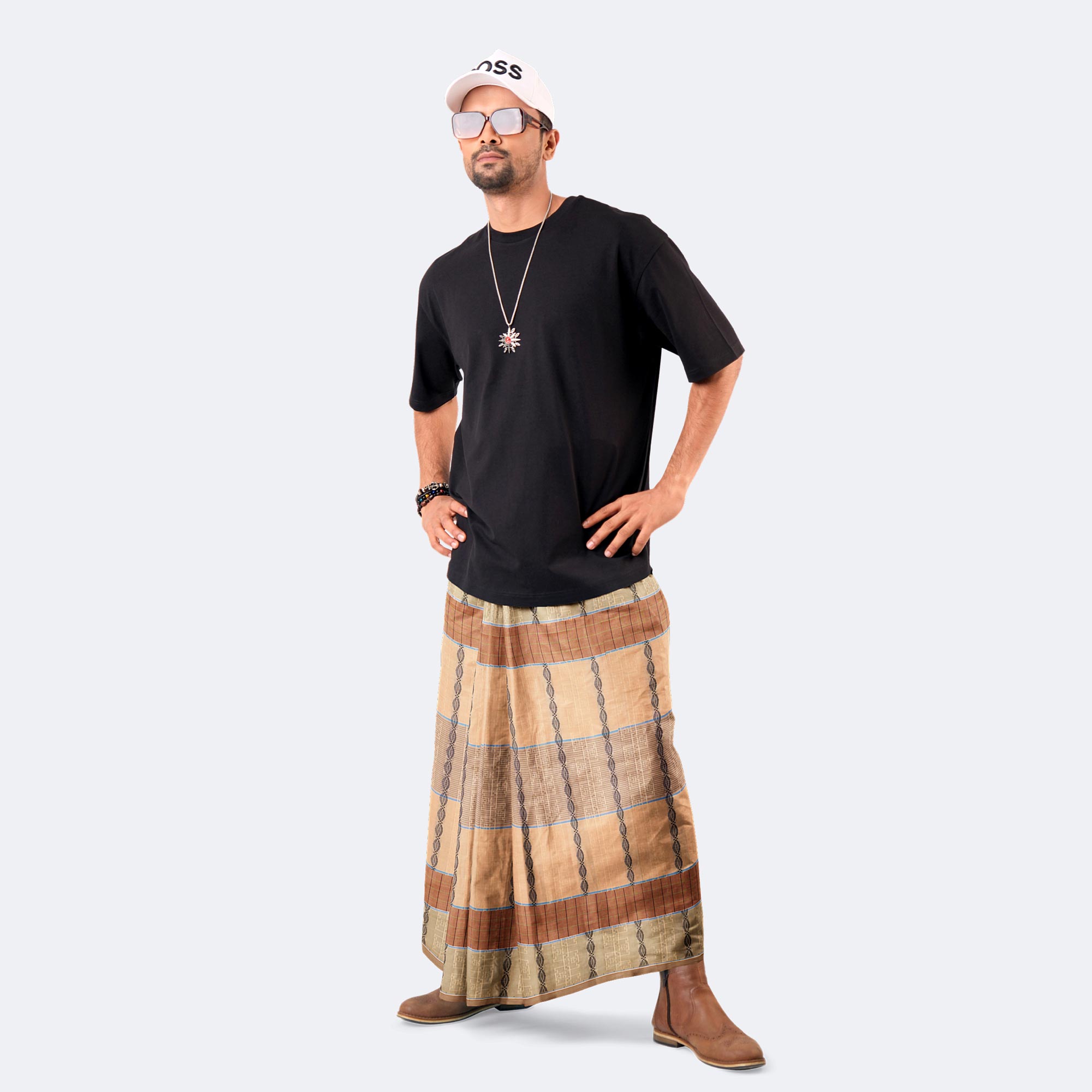 Multicolor Dobby Design 100% Cotton Lungi - Excellent