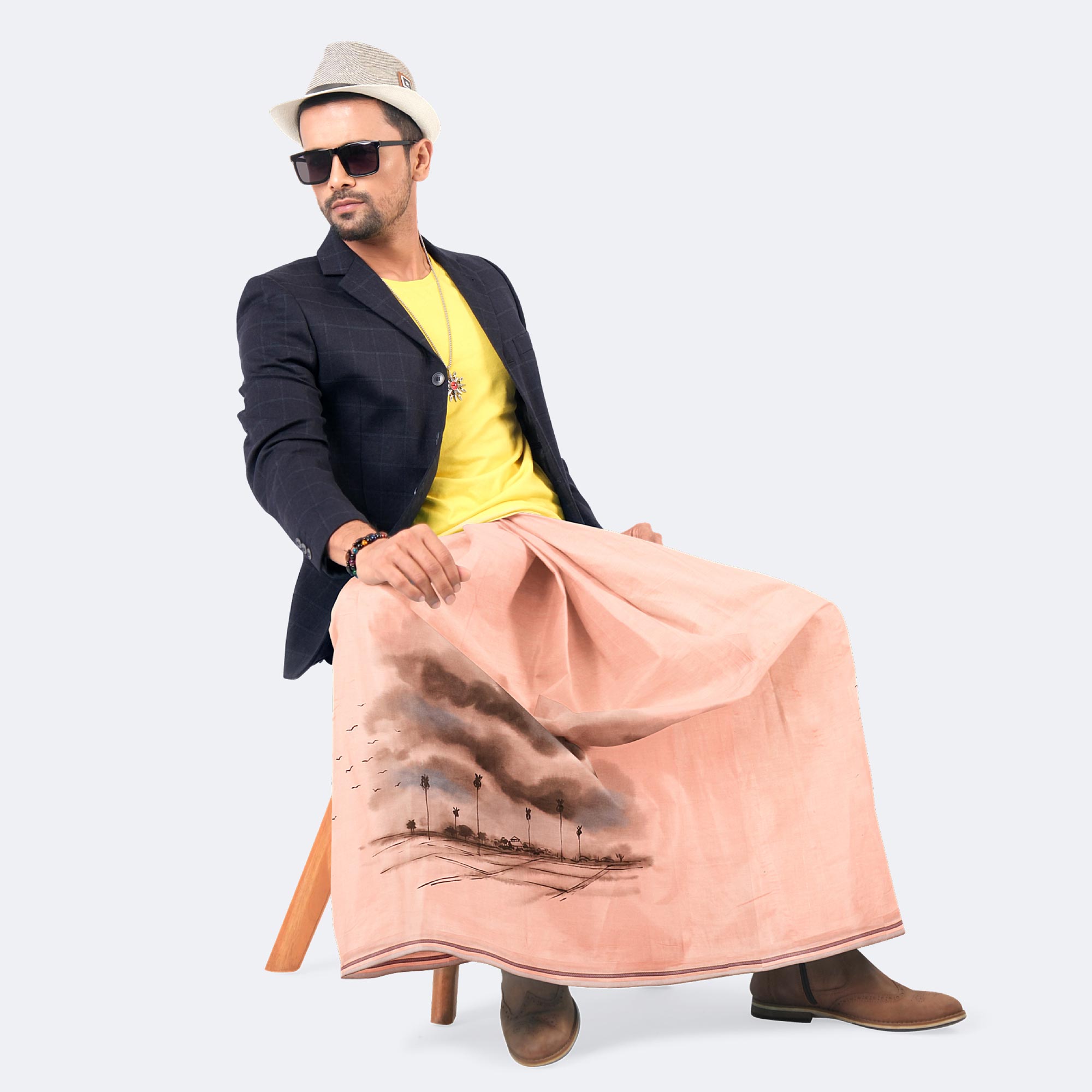 Hand Painted Desert Sky Lungi - Latest