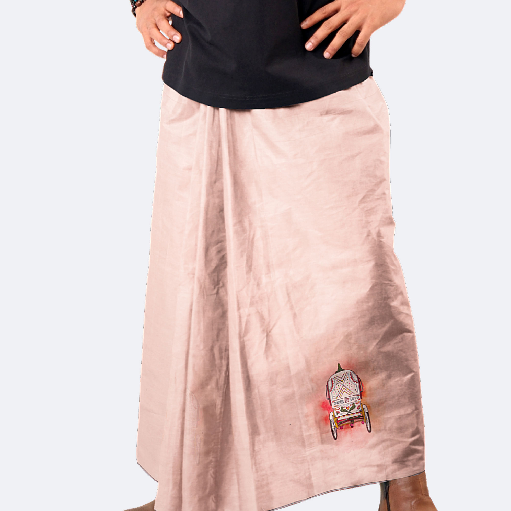 Hand-Painted Rickshaw Design Lungi - Latest