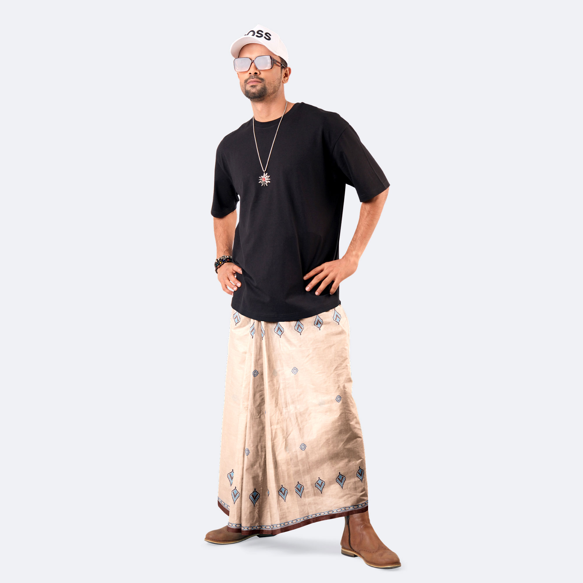 Soft Peach Color Lungi - Perfect