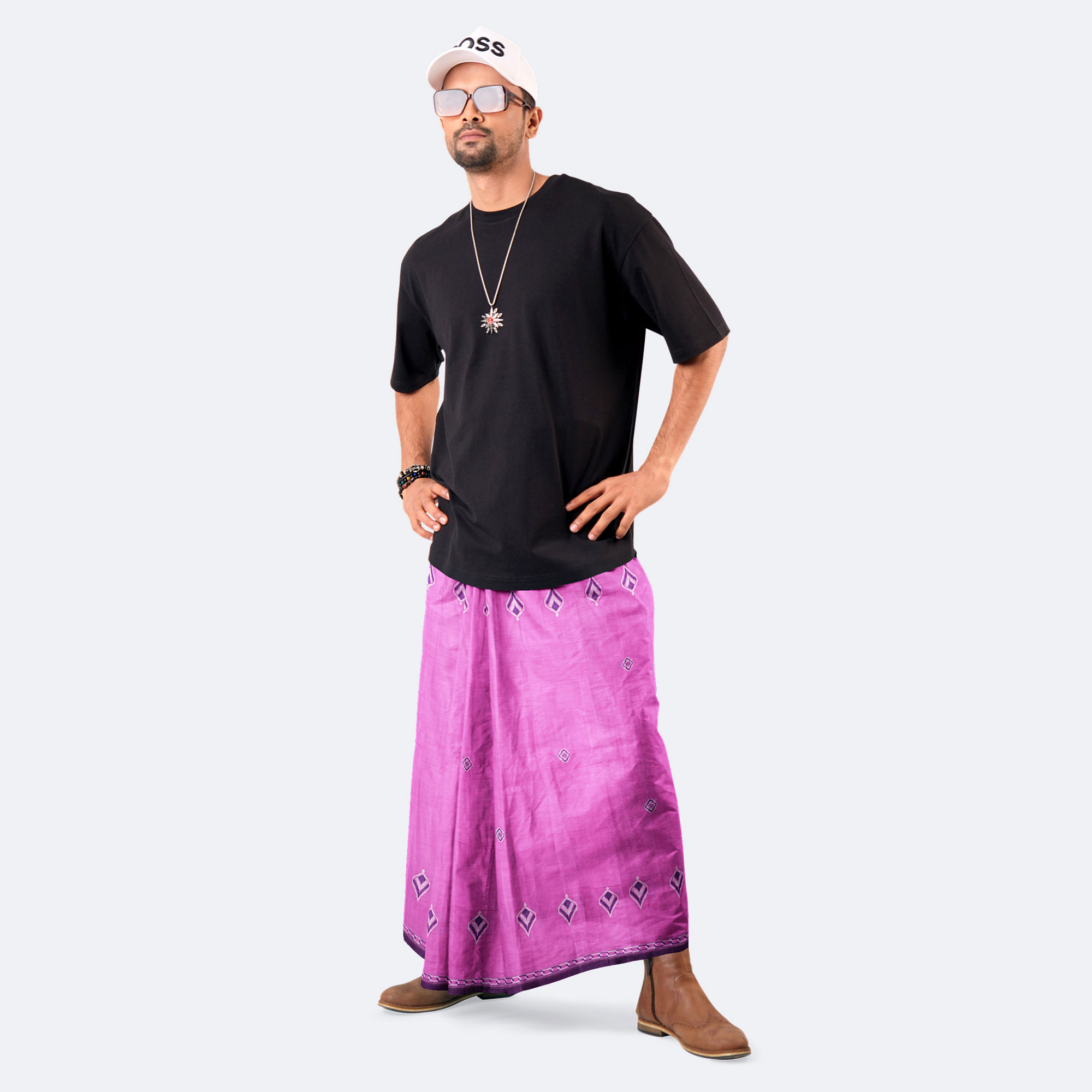 Soft Pinkish Purple Color Lungi - Perfect