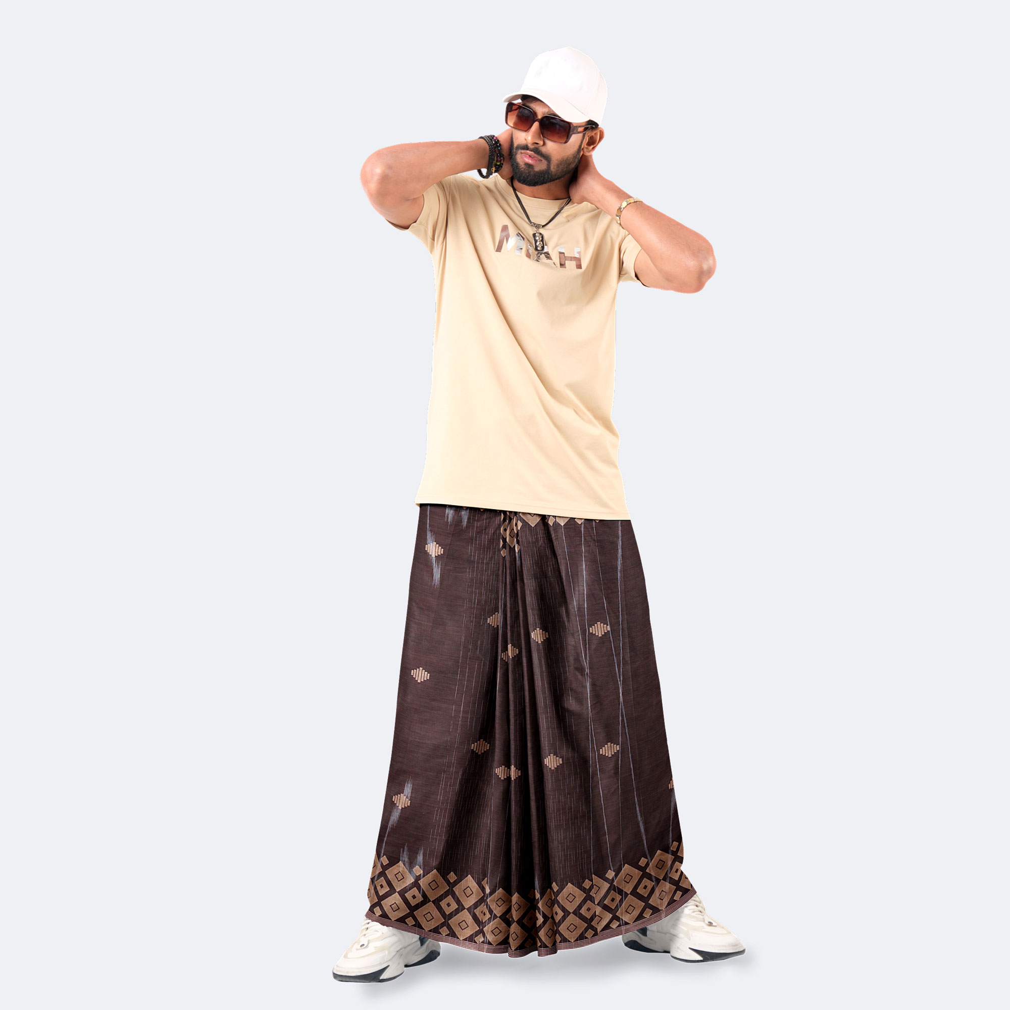 Chocolate Color Dobby Patterned Lungi - Perfect