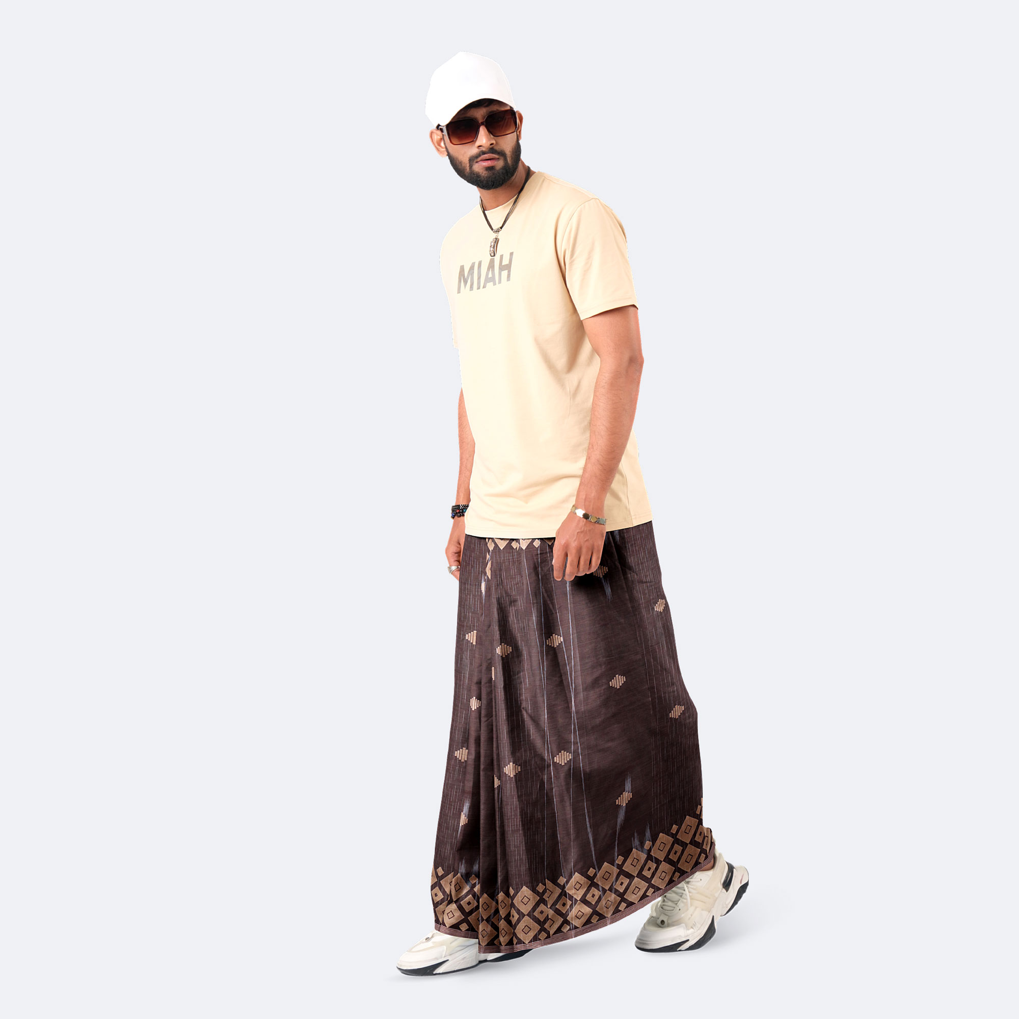 Chocolate Color Dobby Patterned Lungi - Perfect