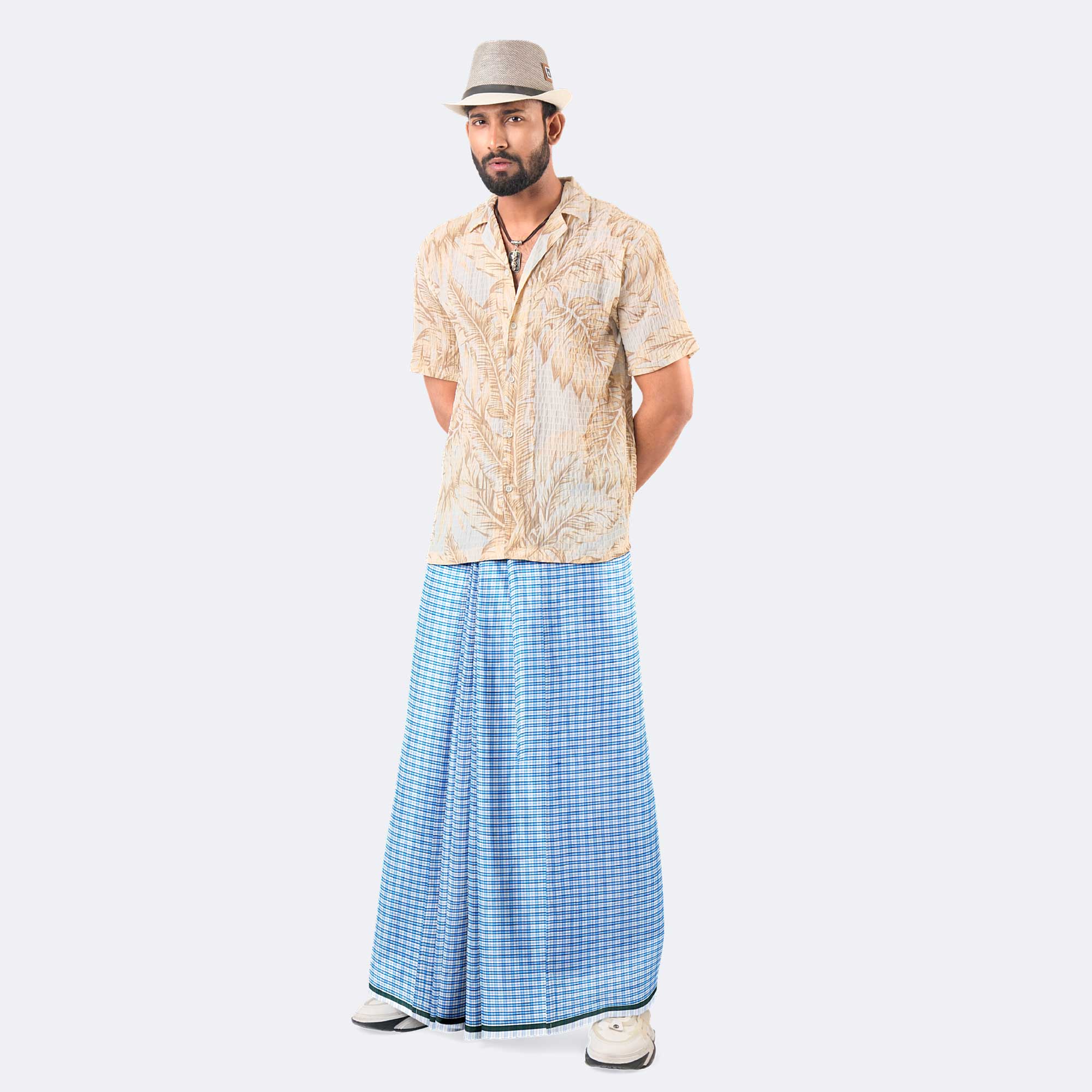 Men’s Stripe & Check Stitched Lungi - Prachurjo