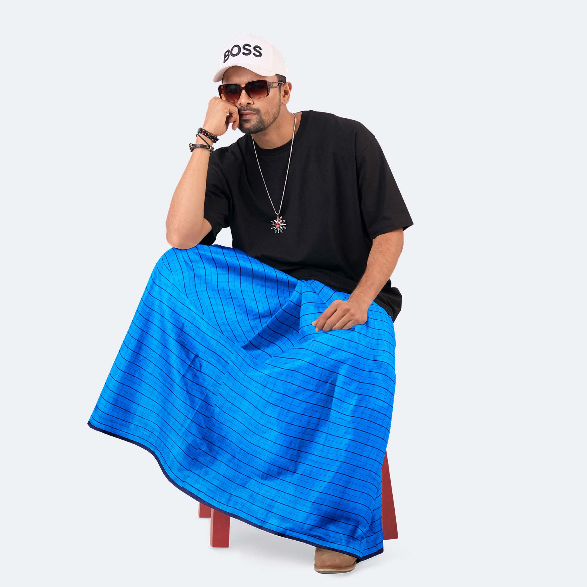 Skyline Blue Lungi -Rotno  Mala