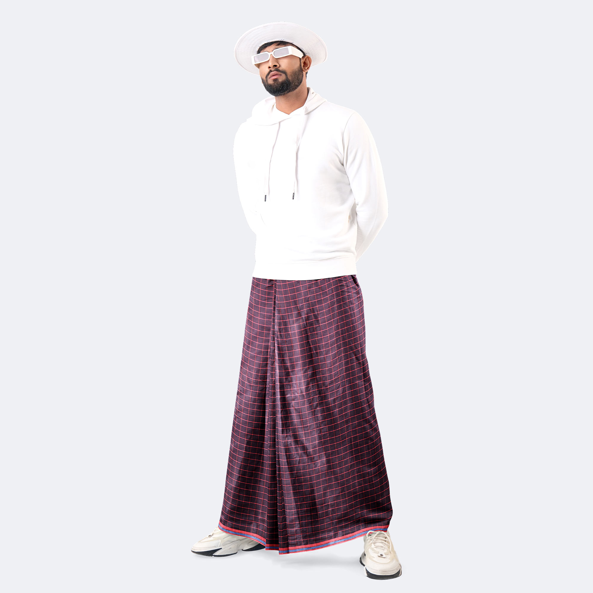 Berry Mist Check Lungi -Rotno  Mala