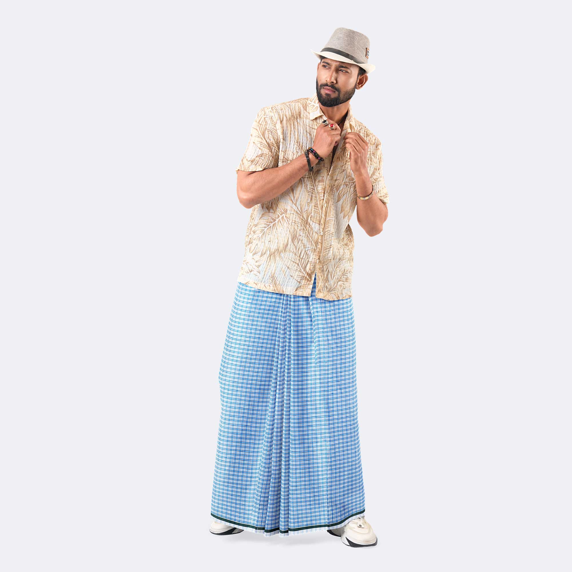 Men's Blue Colour Lungi - Torongo