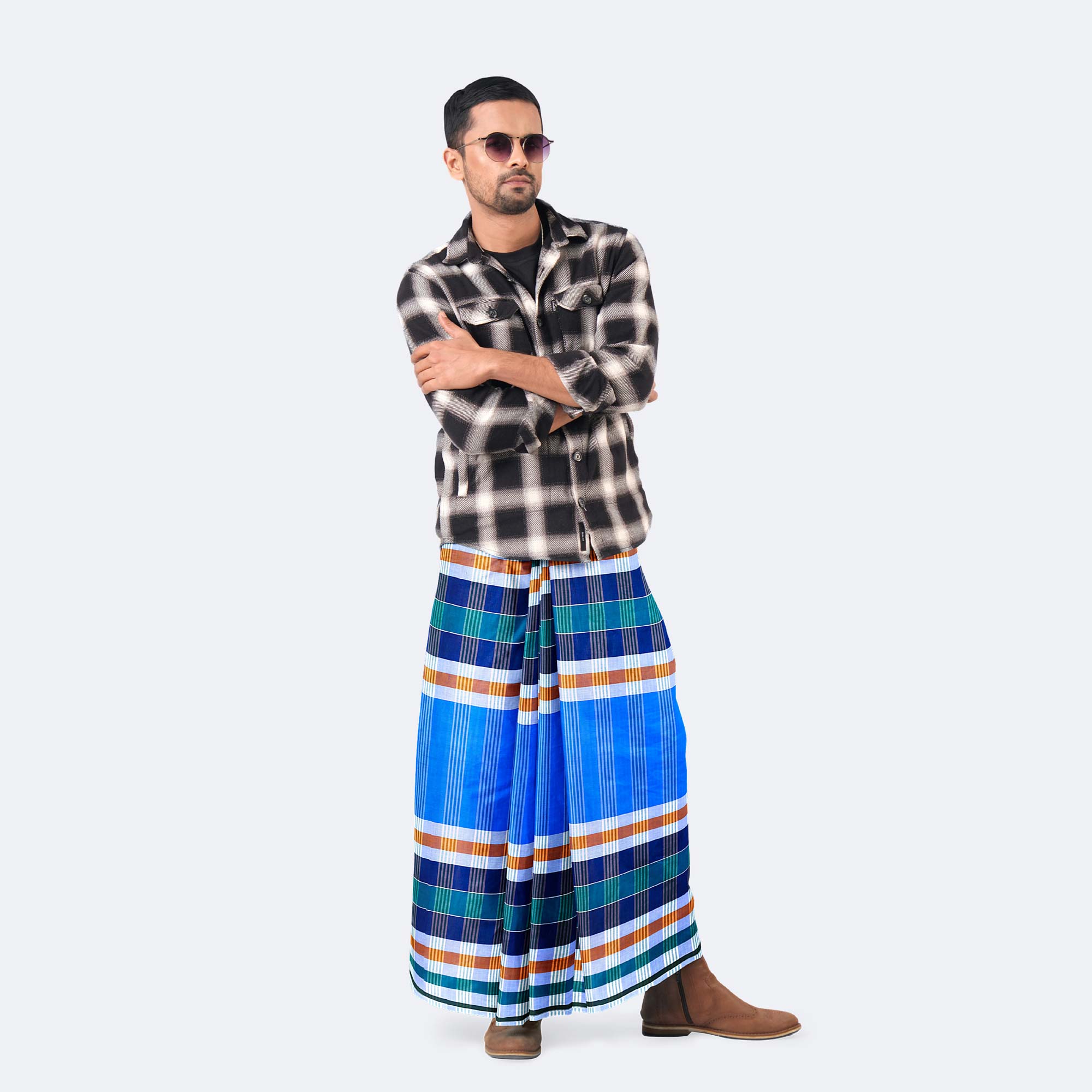 Bright Sky Blue Color Lungi - Torongo