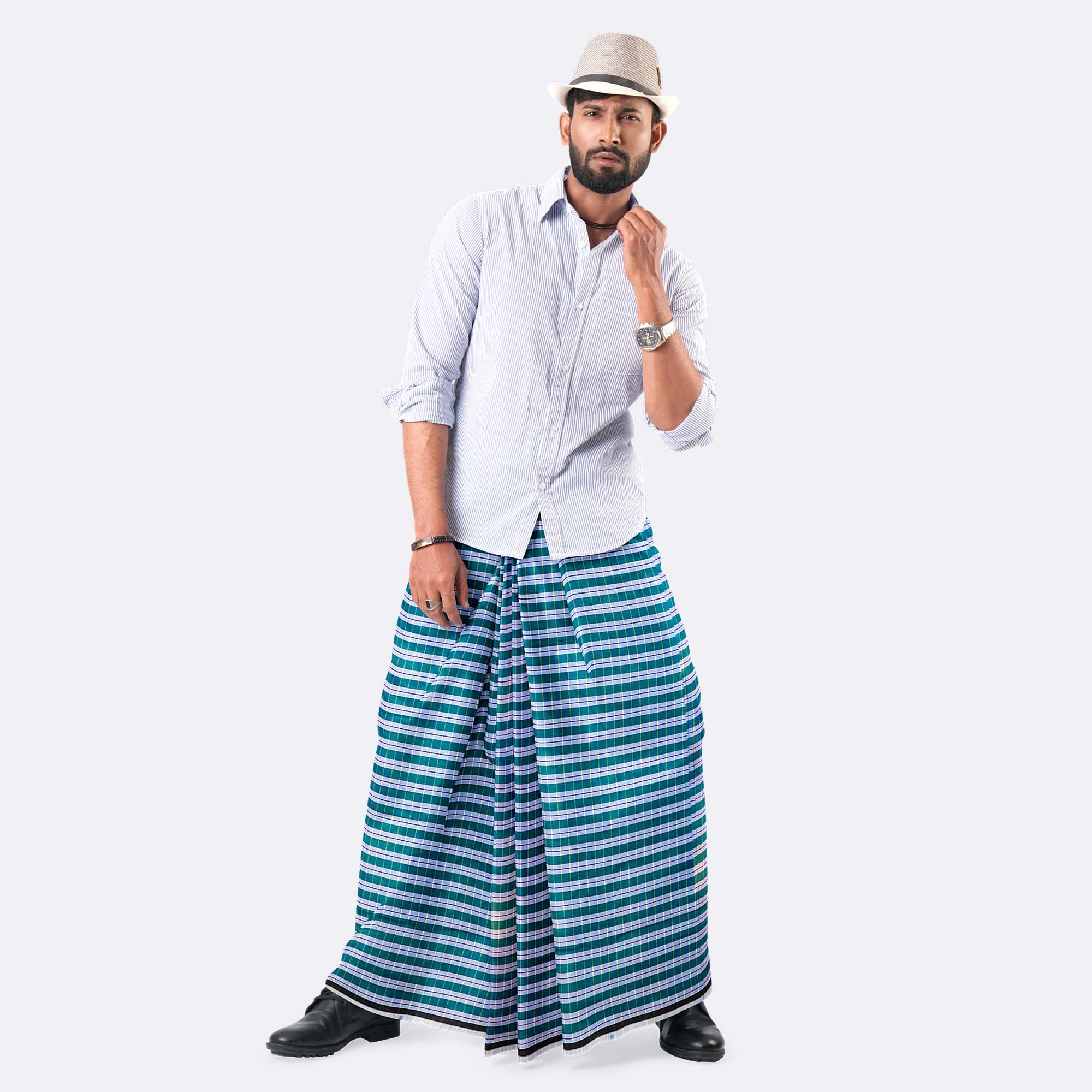 Green & Whaite Juri Check Lungi  - Showkhin