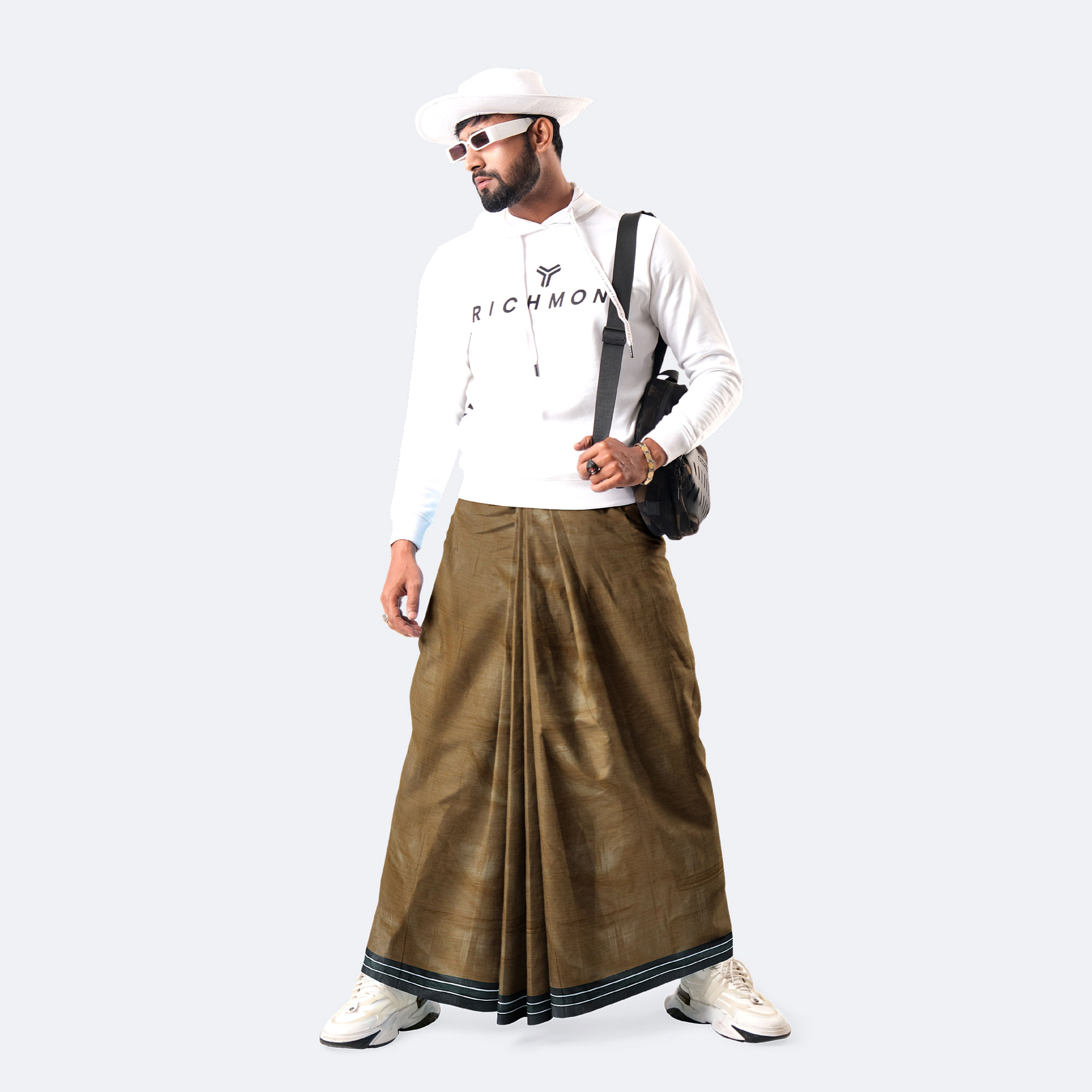 Brown Color Solid Lungi - Showkhin