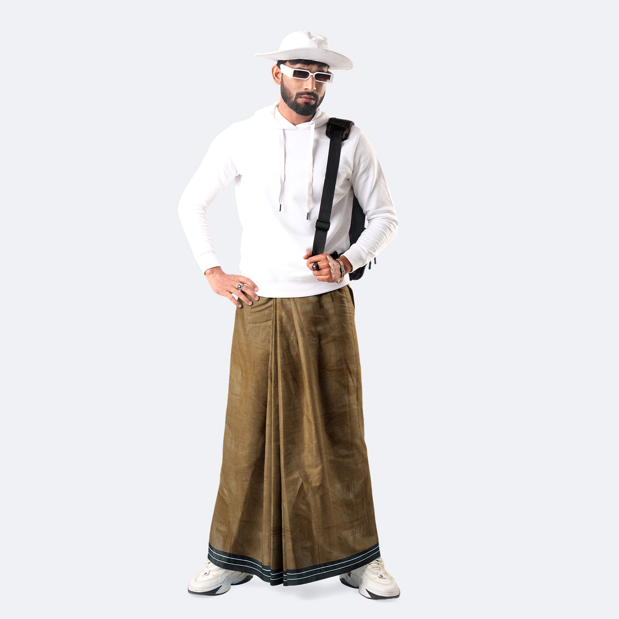 Brown Color Solid Lungi - Showkhin