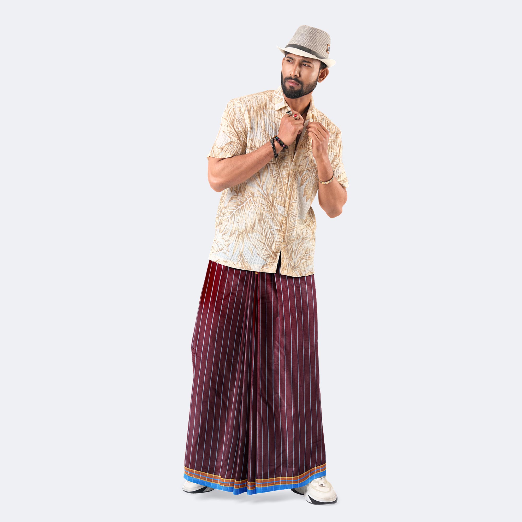 Men's Chocolate Color Lungi - Showkhin