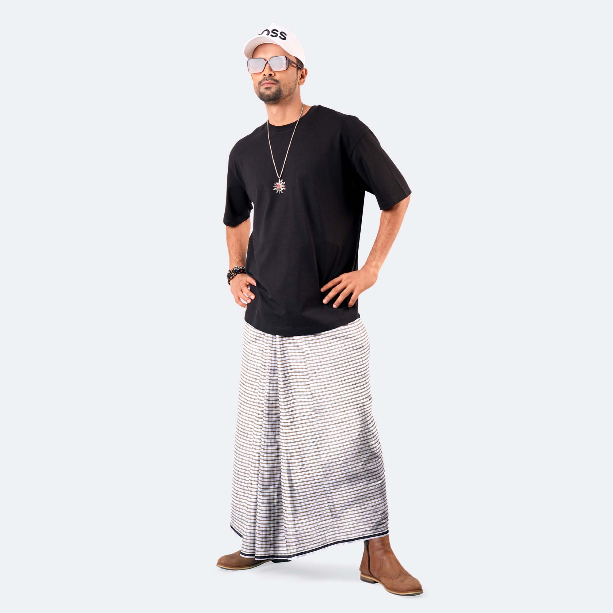 White Juri Check Lungi - Showkhin