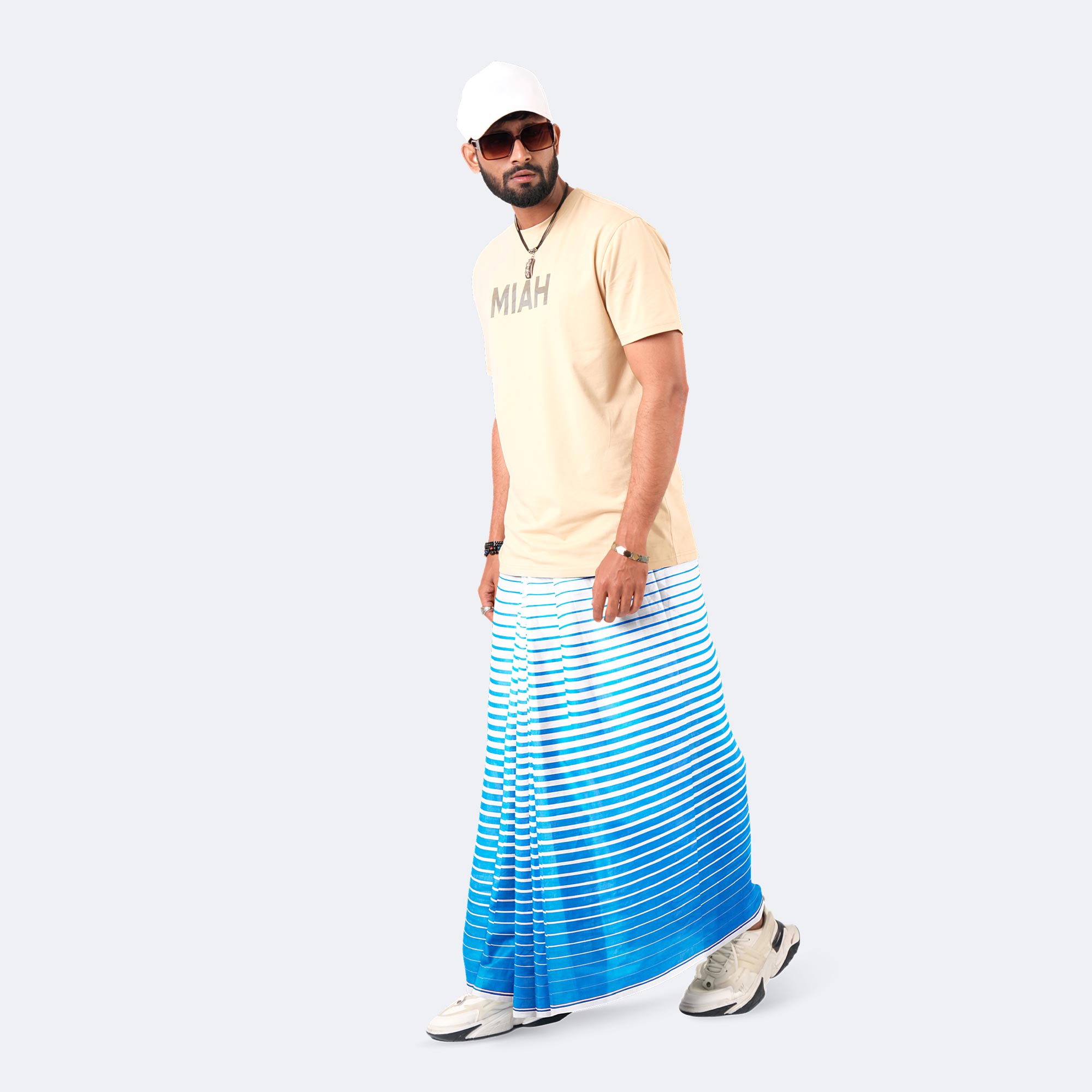 White & light blue Check Lungi  Somman