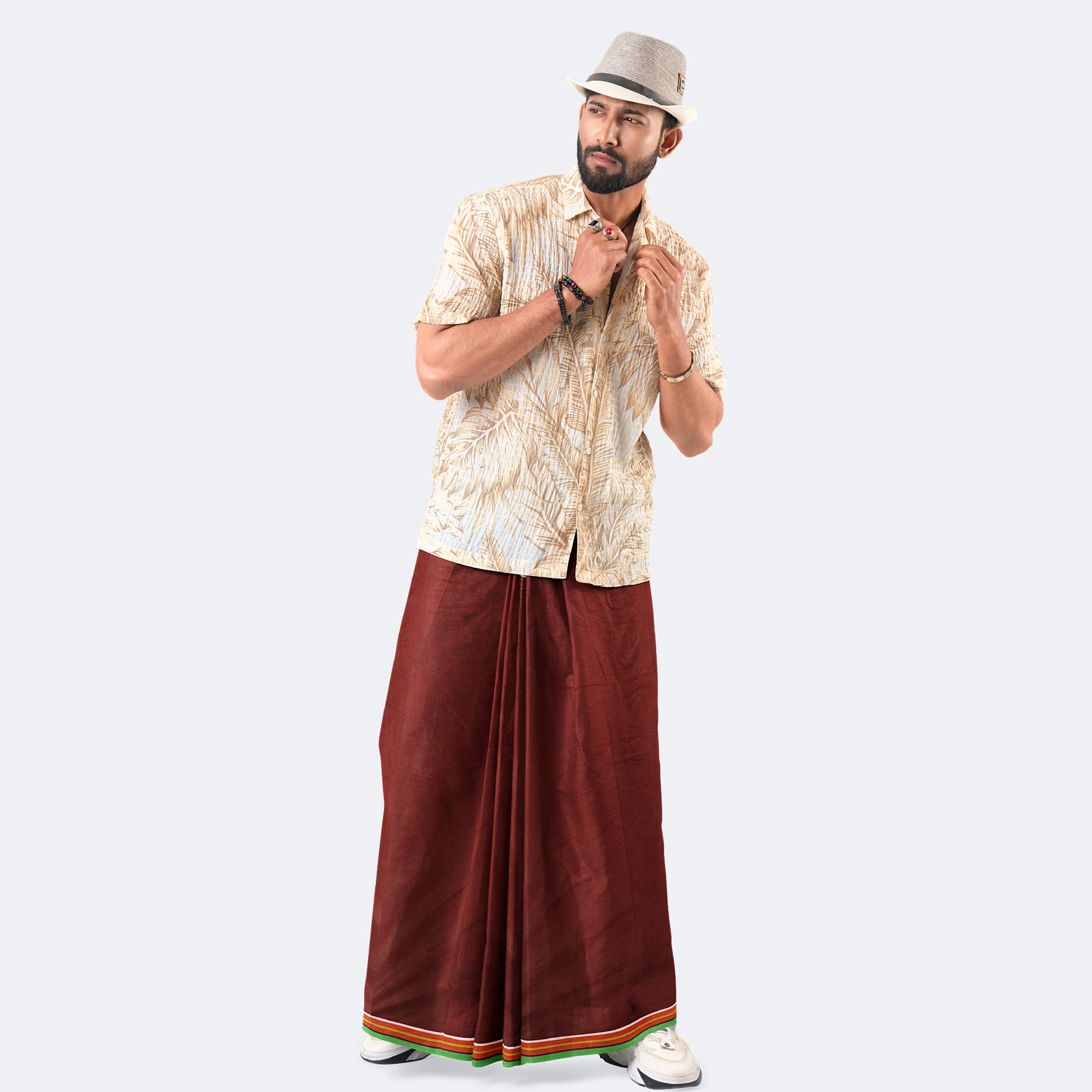 Brownish Red Solid Lungi -  Somman