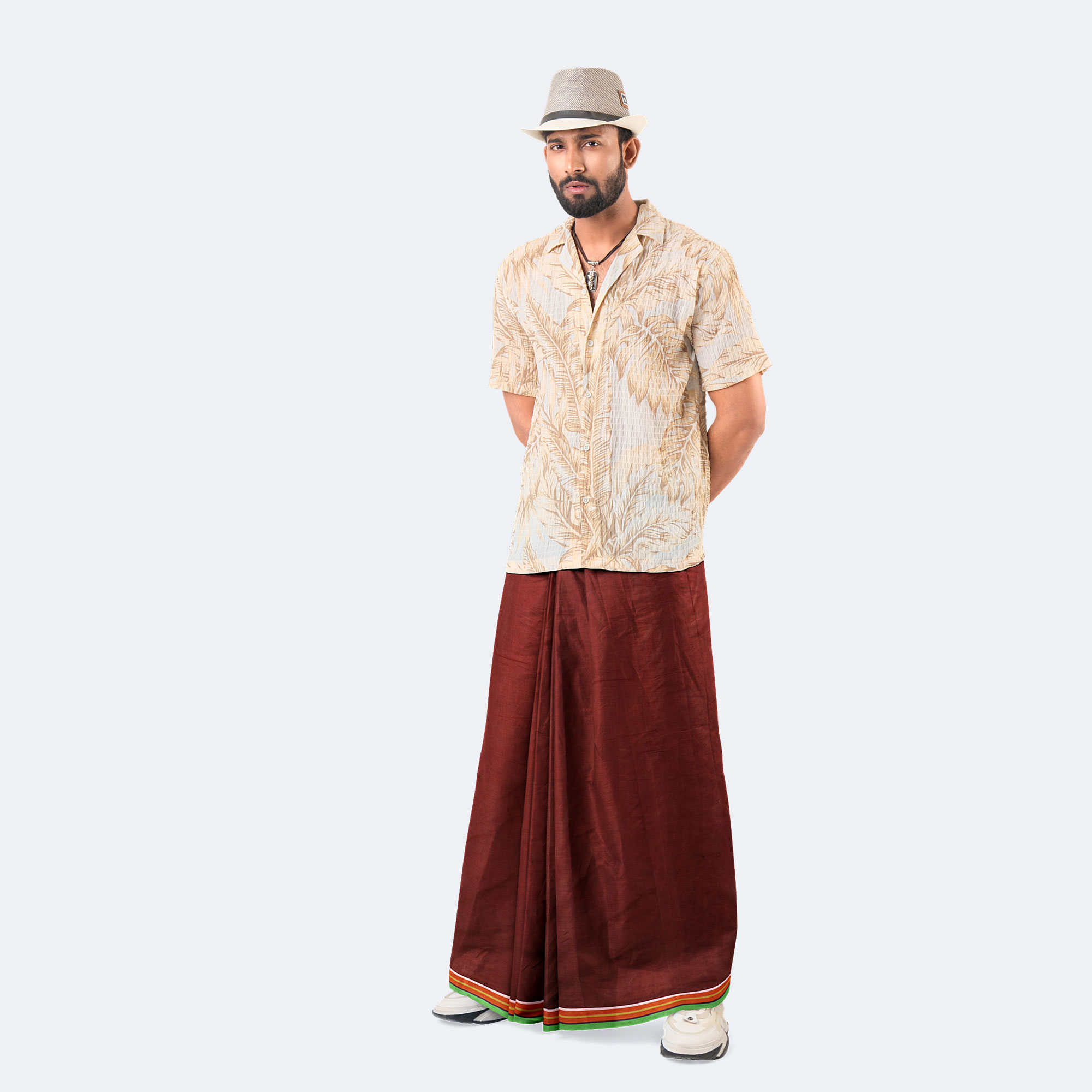 Brownish Red Solid Lungi -  Somman