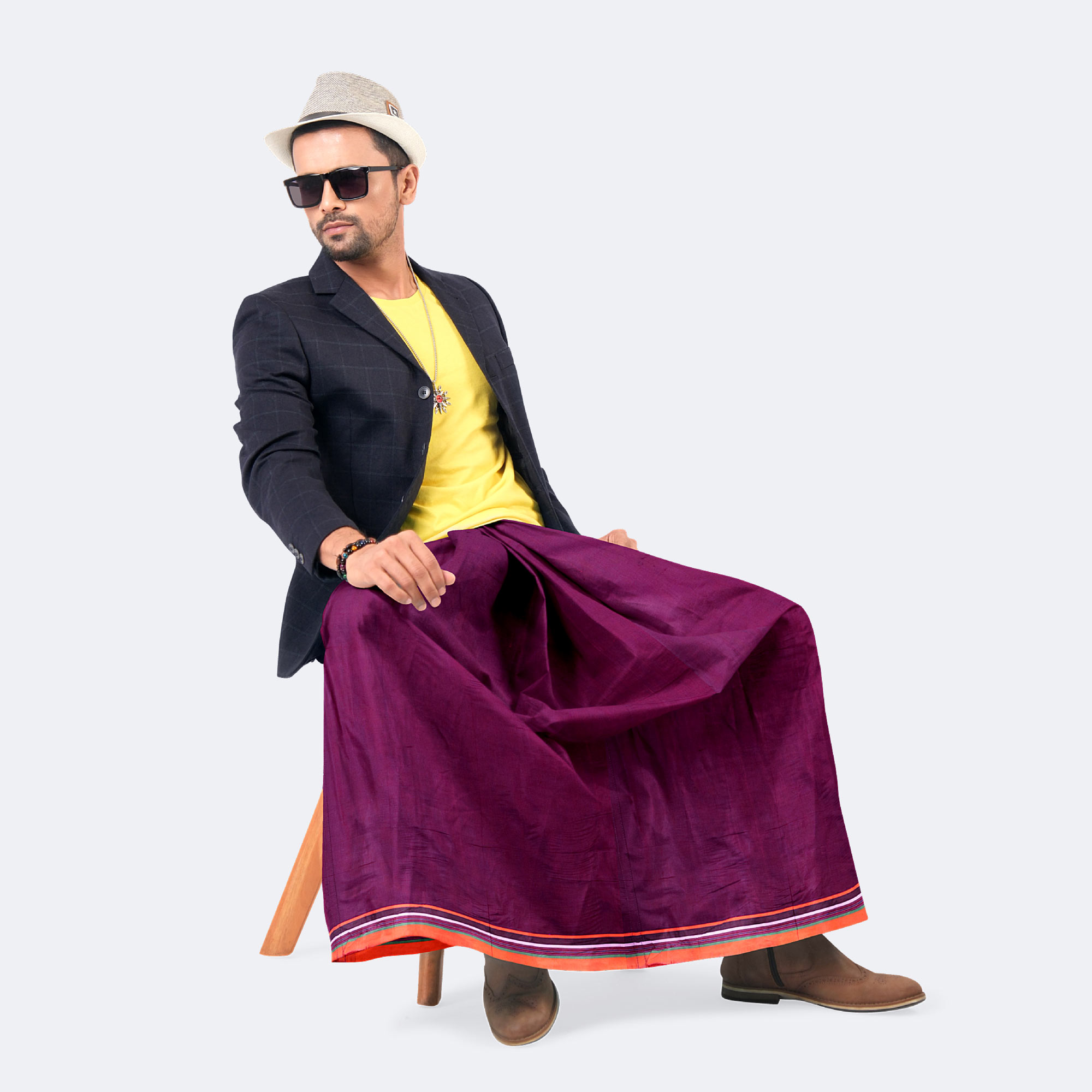 Megenta Color Solid Lungi -  Somman