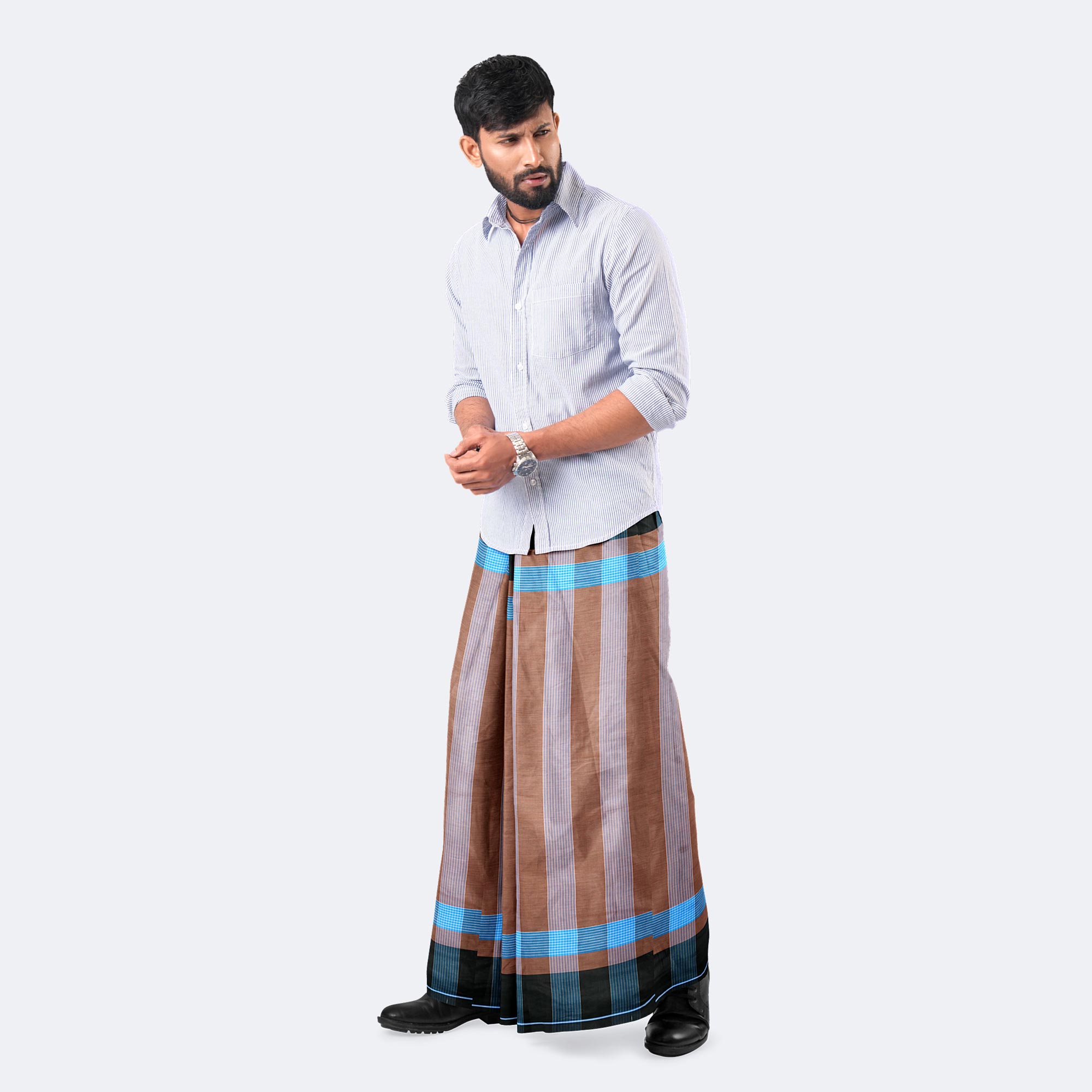 Men’s Checked Multicolor Cotton Lungi - Style