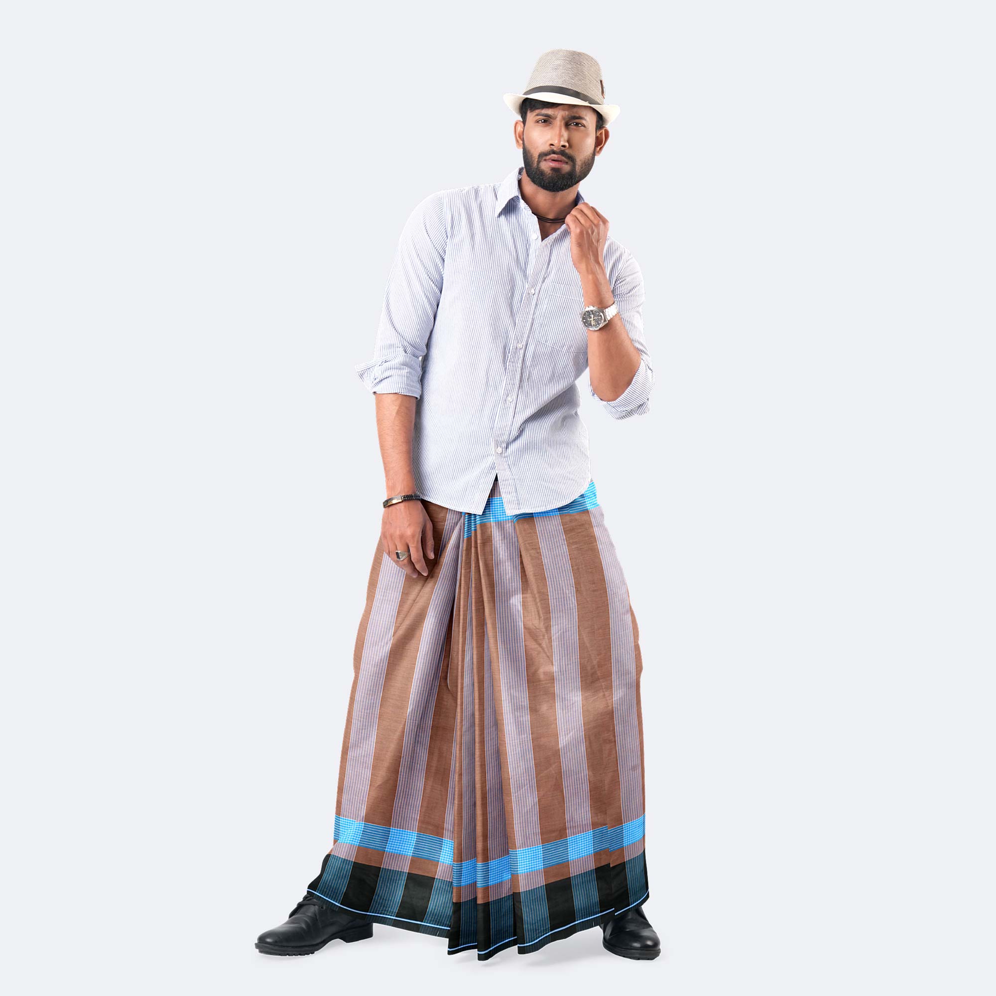 Men’s Checked Multicolor Cotton Lungi - Style