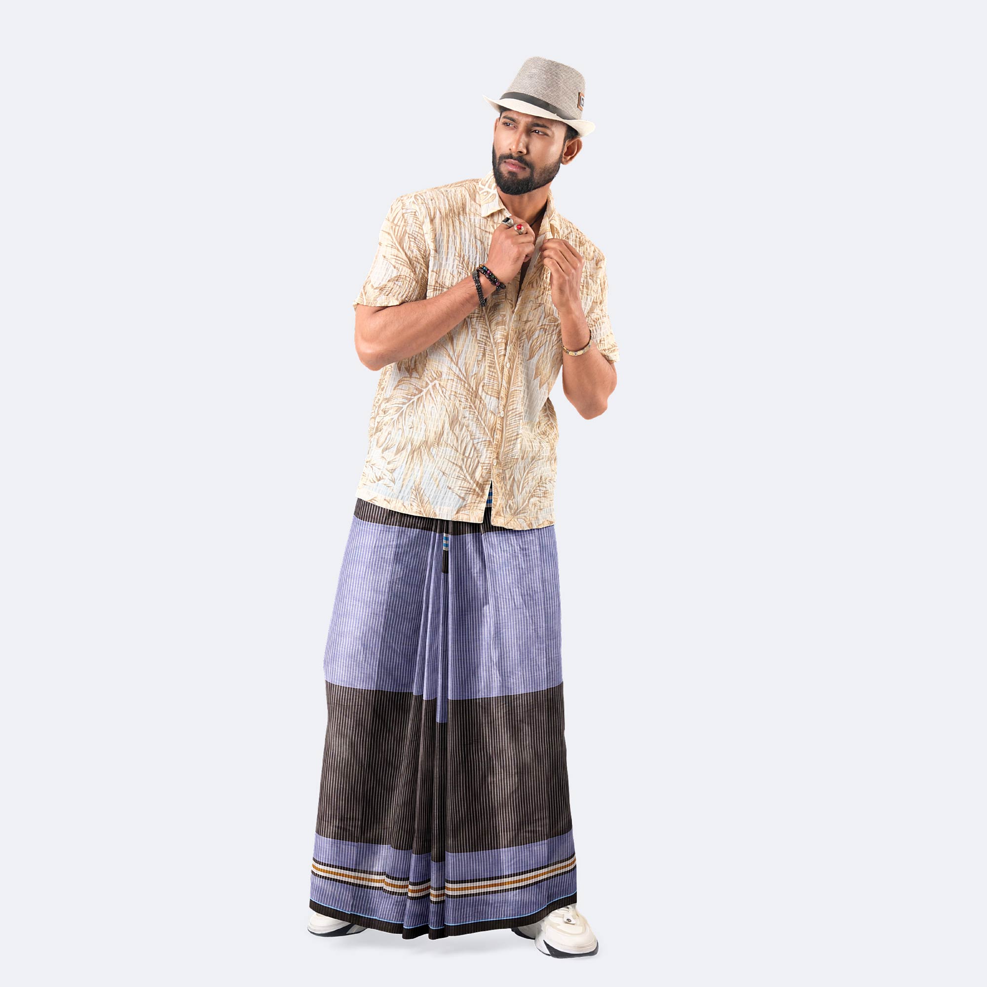 Blue & Black Design Lungi - Style