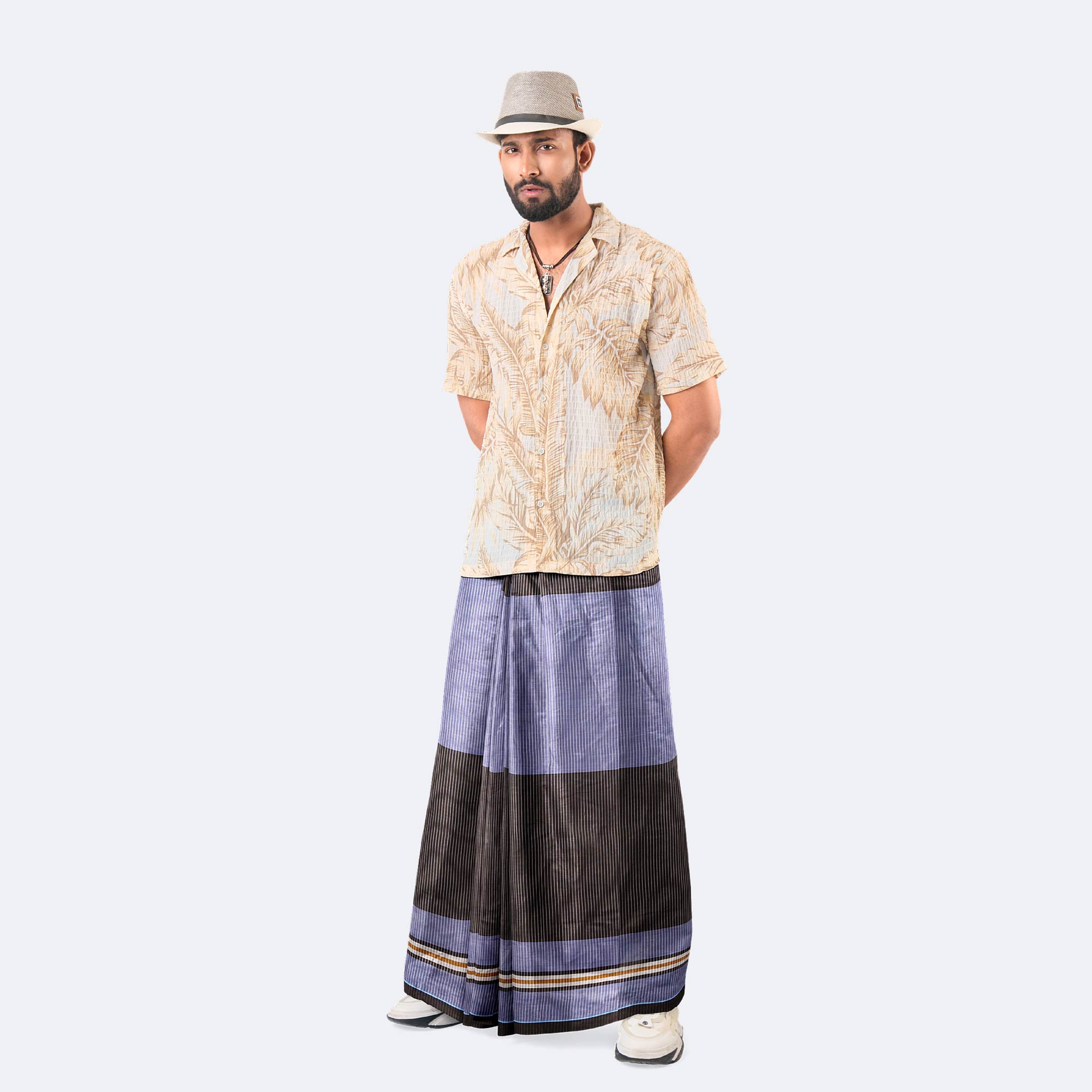 Blue & Black Design Lungi - Style