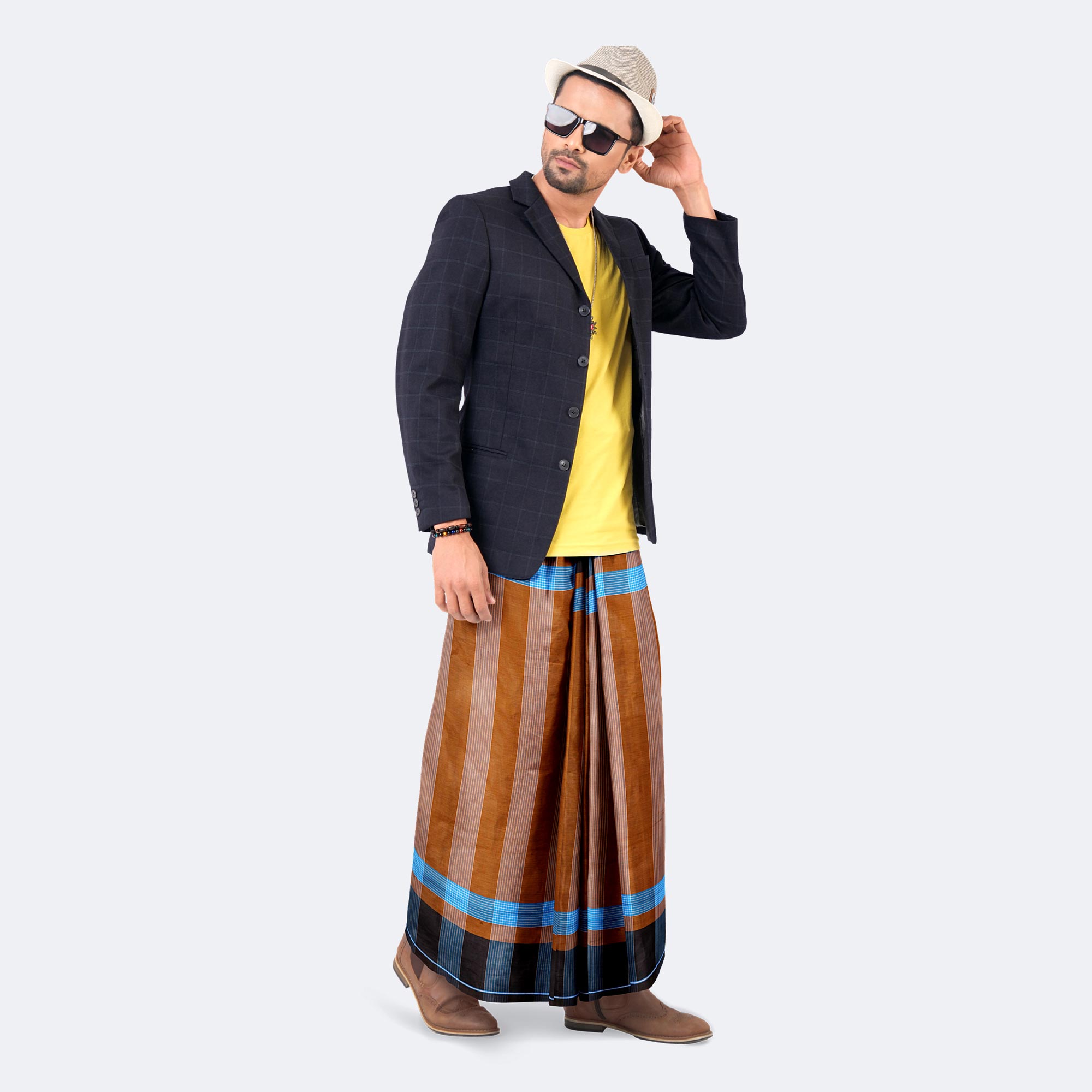 Men’s Brown Color Cotton Lungi - Style