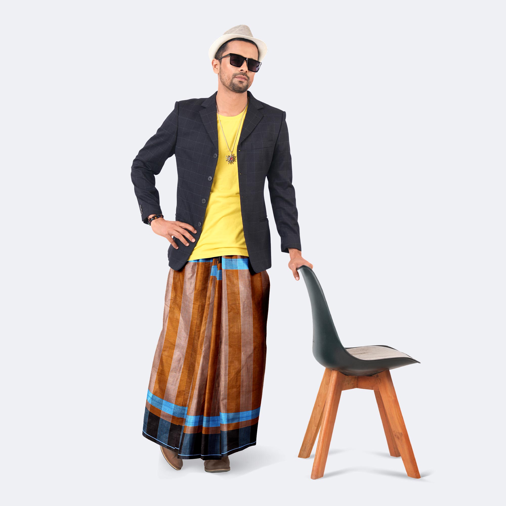 Men’s Brown Color Cotton Lungi - Style