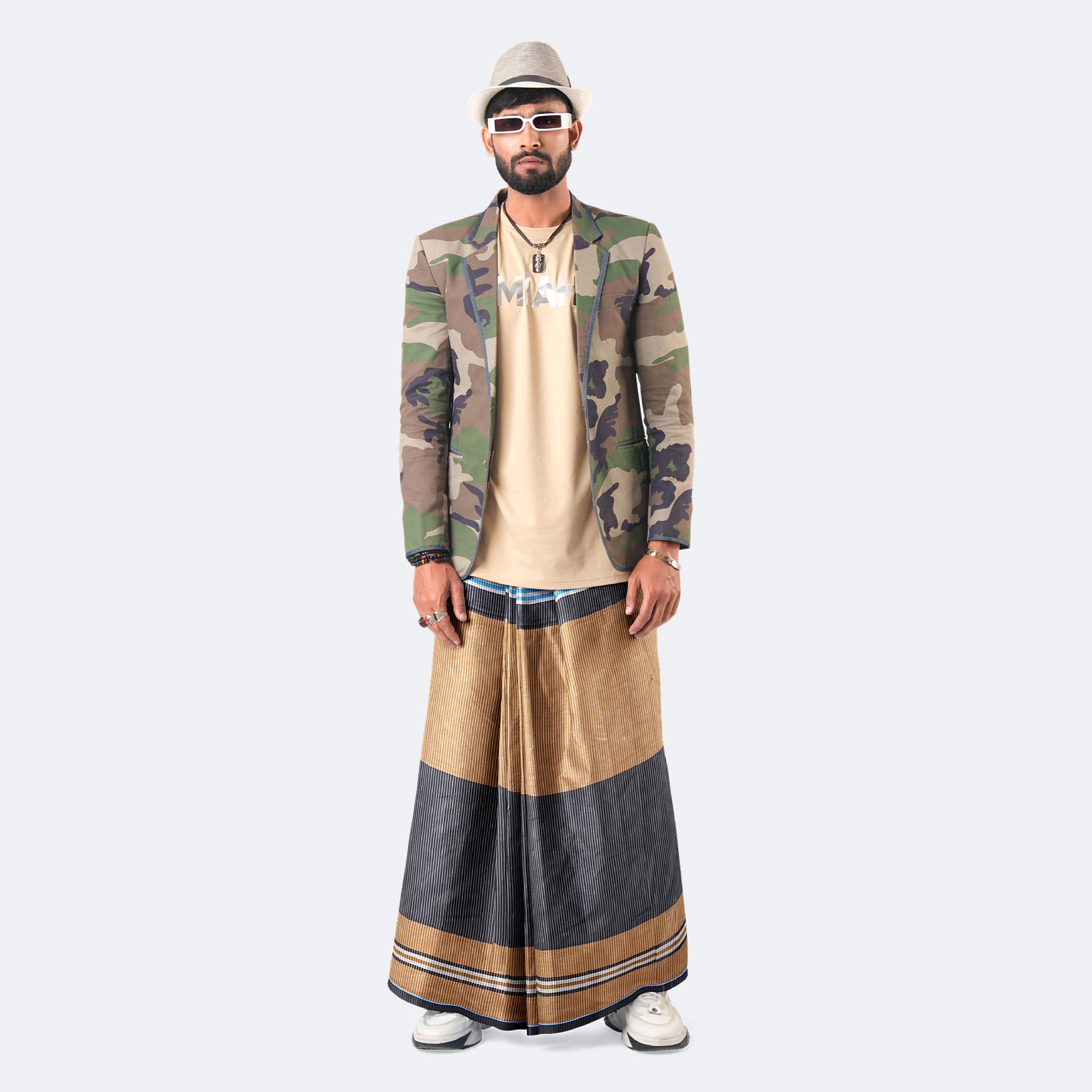 Brown & Black Striped Design Lungi - Style