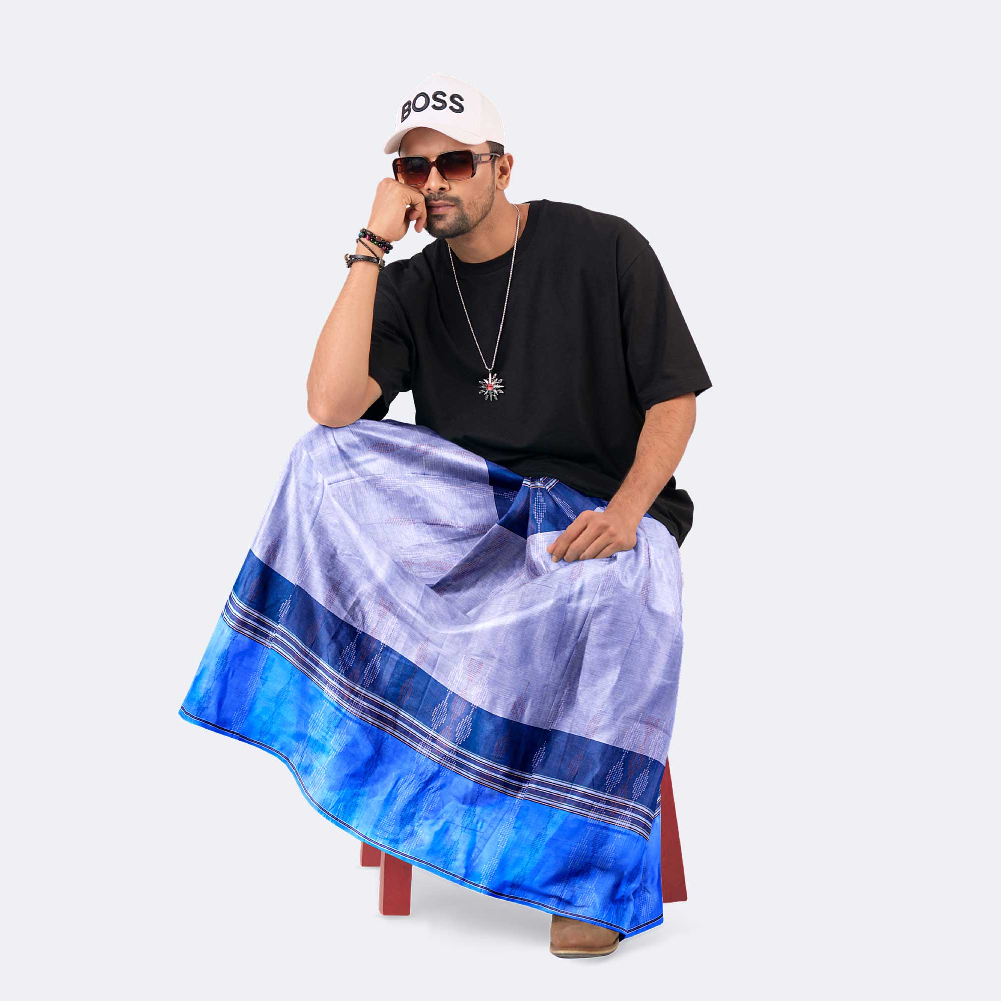 Lavender Blue Dobby Lungi - Udyog