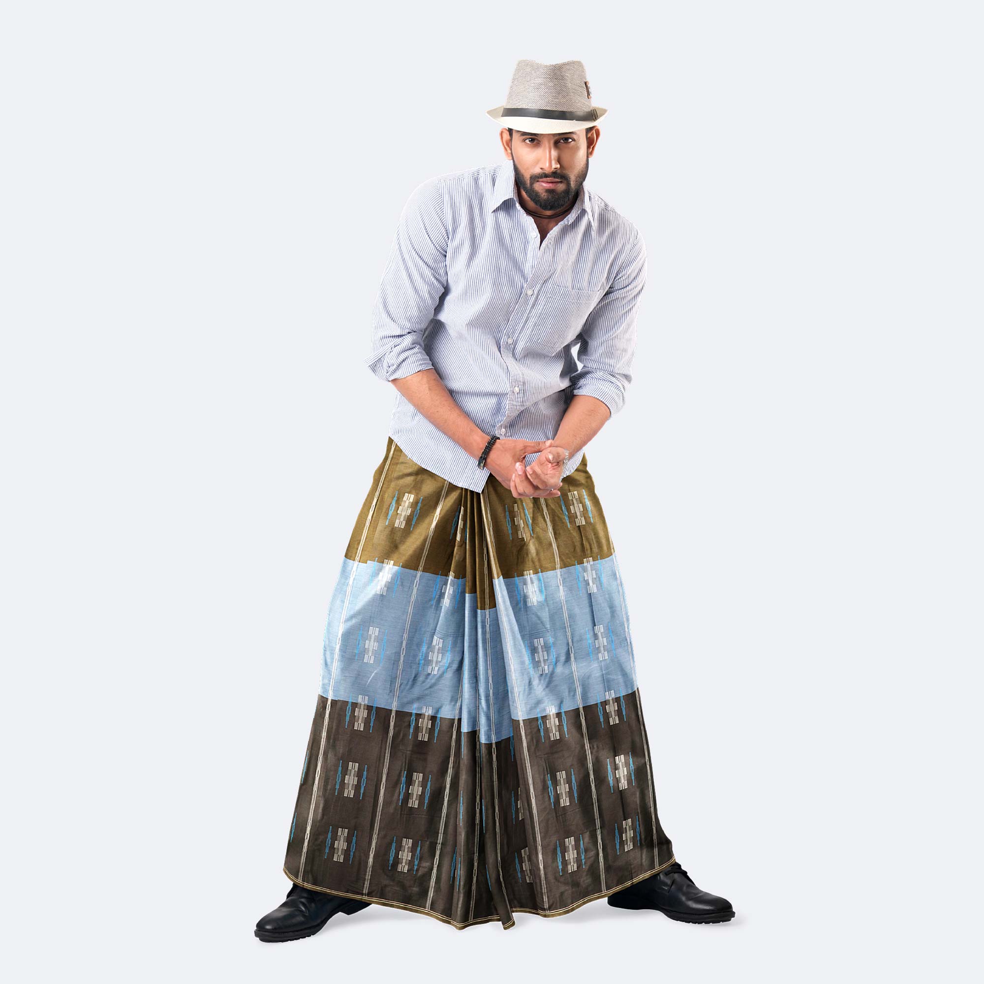Ash Blue Dobby Lungi - Udyog