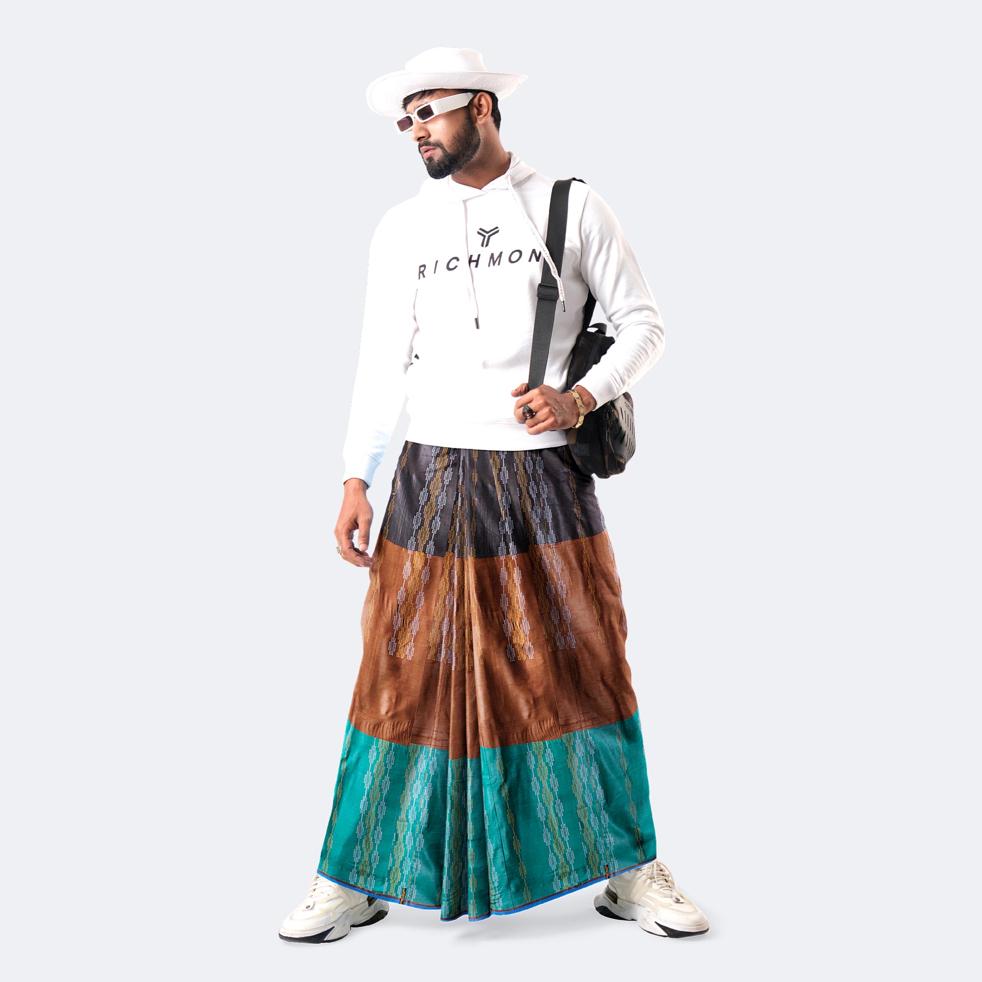 Copper Teal Dobby Lungi - Udyog