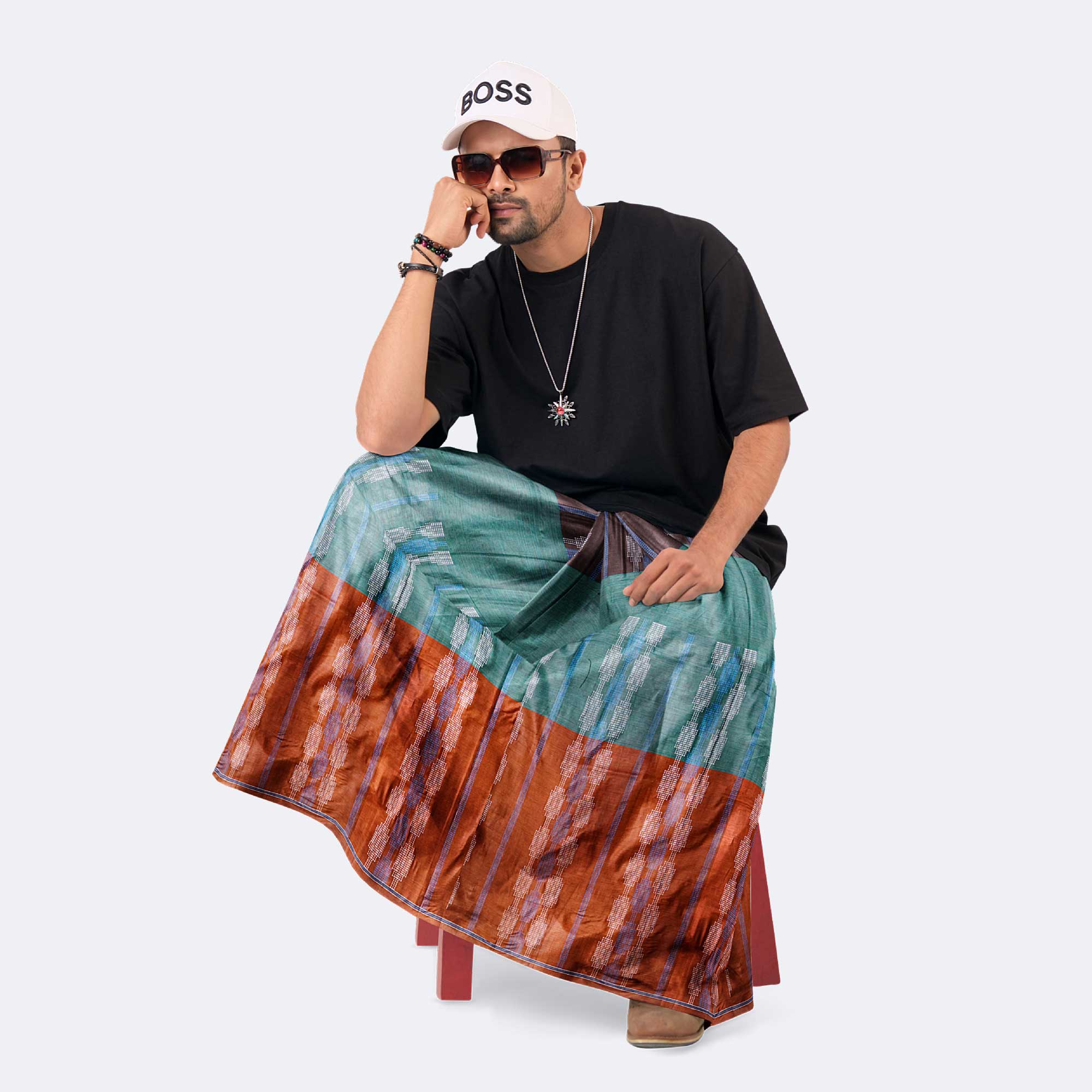 Forest Teal Dobby Lungi - Udyog