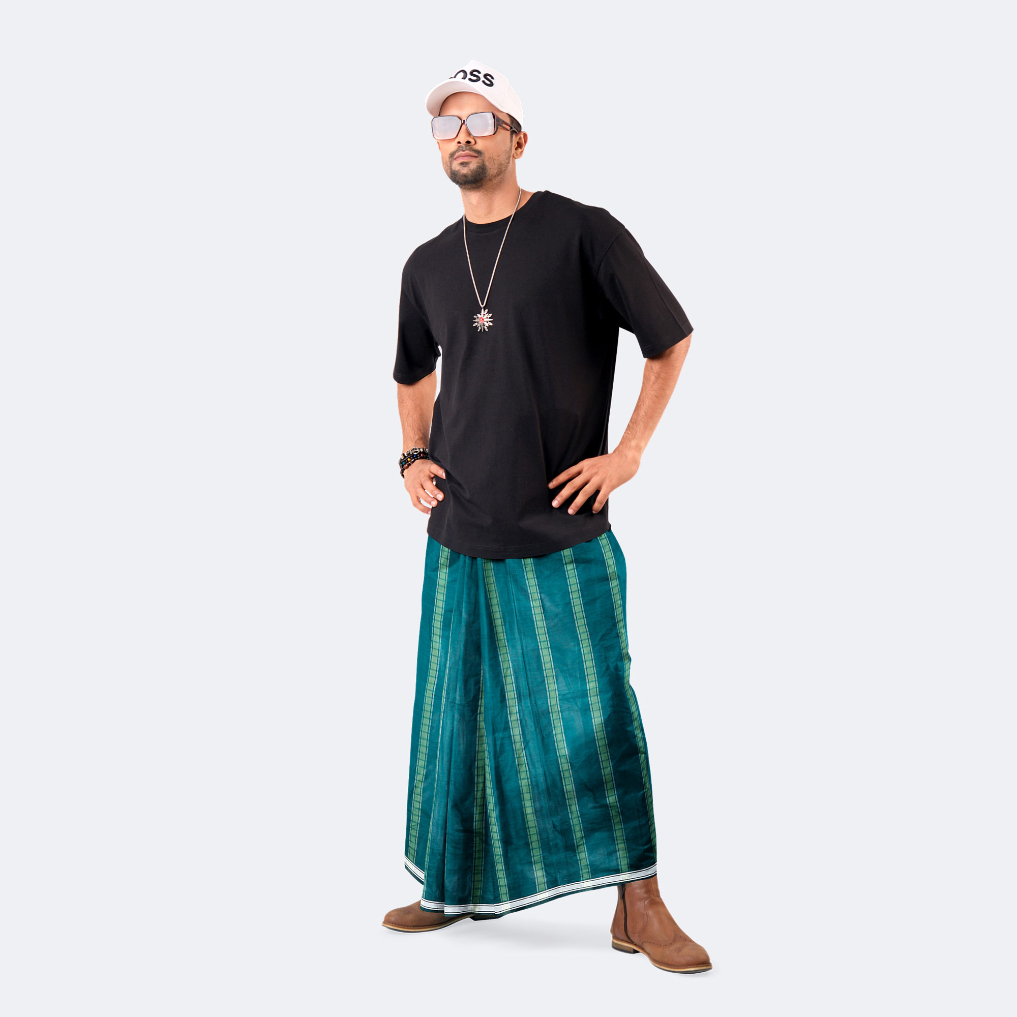 Green Color Dobby Lungi - Bikkhato