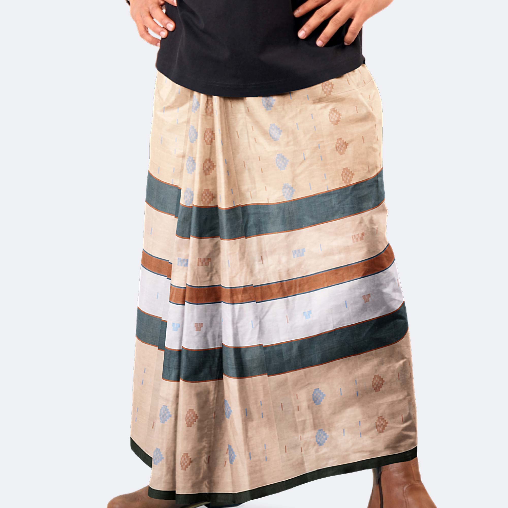 Classic Multi stripe Beige Lungi - Beautiful
