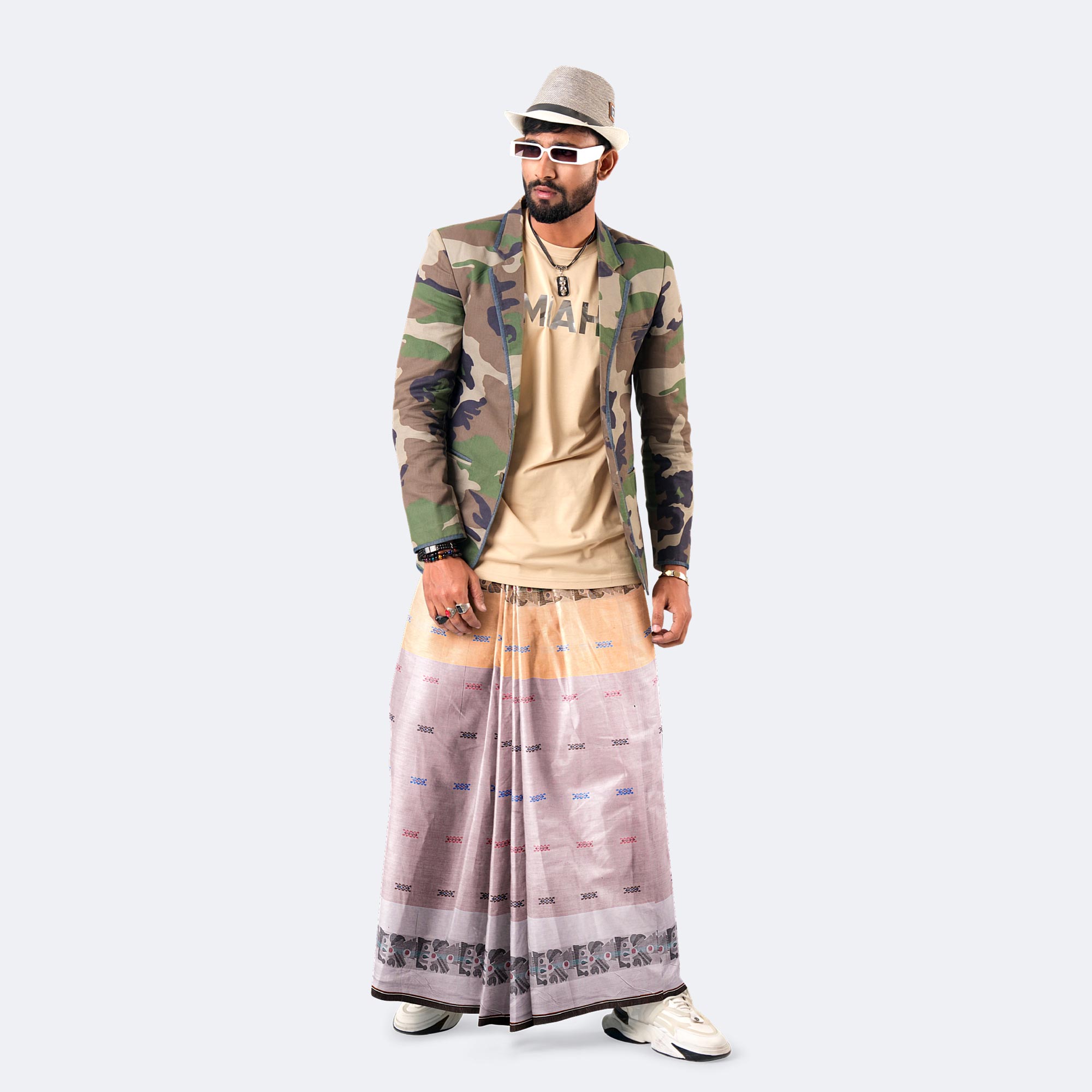 Misty Purple Border Lungi - Bektitto